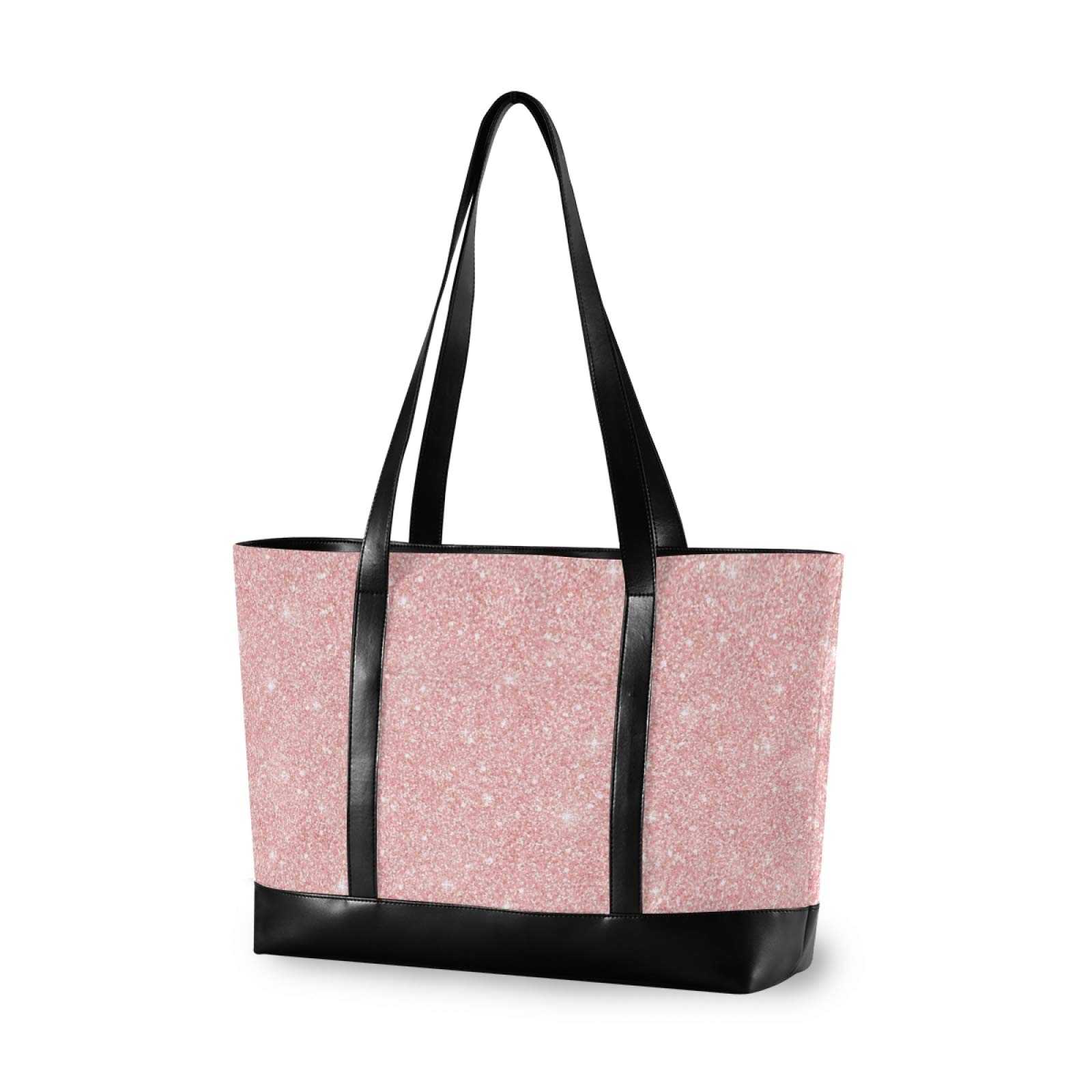 Stylish Pink Glitter Laptop Tote Bag for Women - 15.6 Inch Laptop Organizer with Pattern Print - Perfect Work Purse for Teachers & Professionals (Great for Office, School & Travel)
