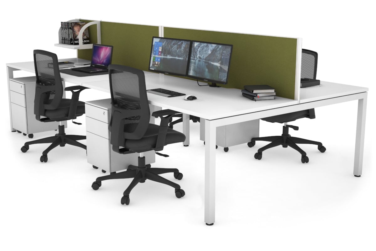 Quadro Square Legs 4 Person Office Workstation Desk - 1200L x 800W with Cable Management - Perfect for Collaborative Workspaces, Open Offices & Coworking Environments