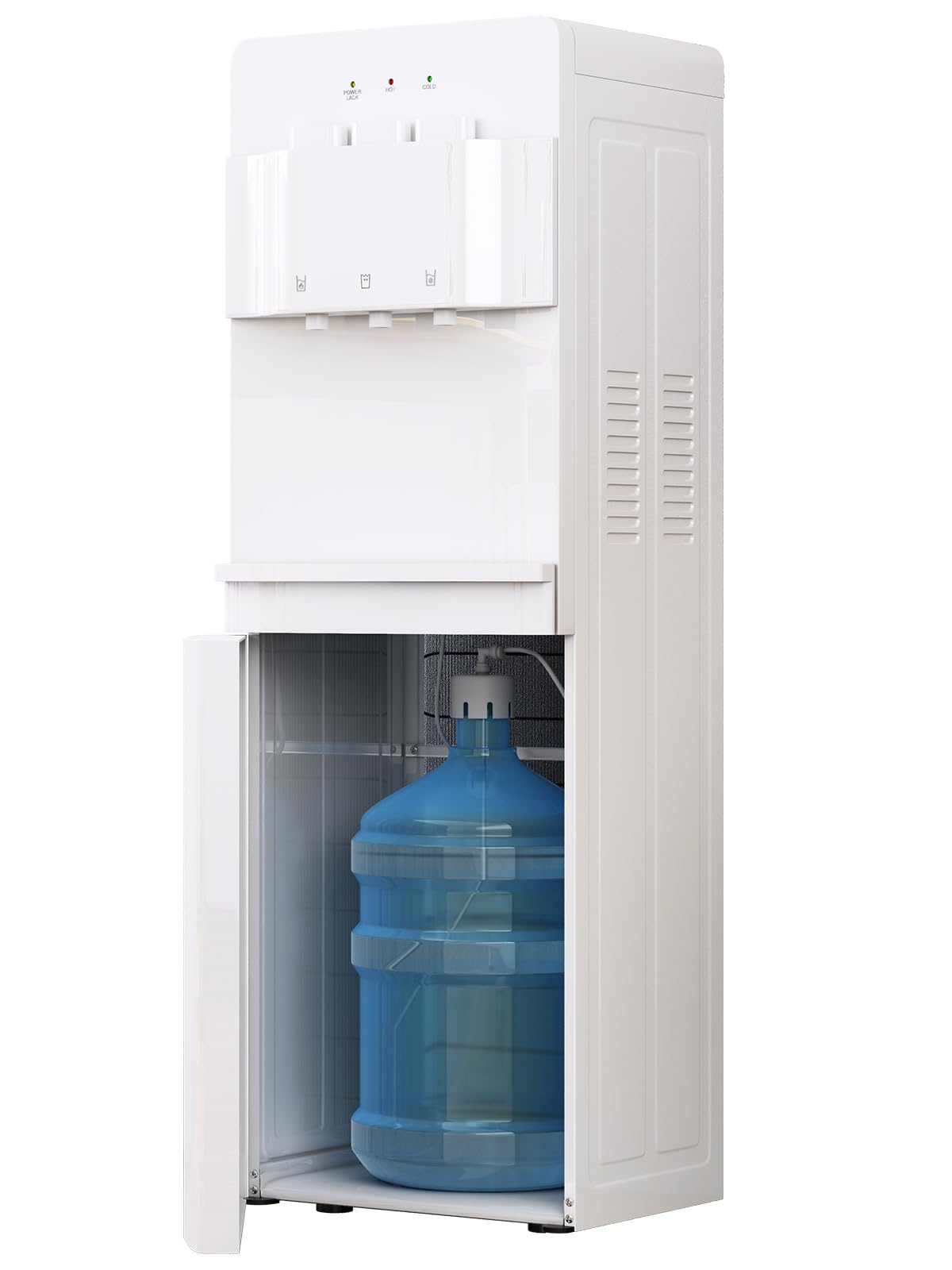 TABU Bottom Loading Water Cooler Dispenser with Hot, Cold & Room Temperature Water - Child Safety Lock, Anti-Scalding Design for 3/5 Gallon Bottles (White) - Perfect for Home, Office & Kitchen Use