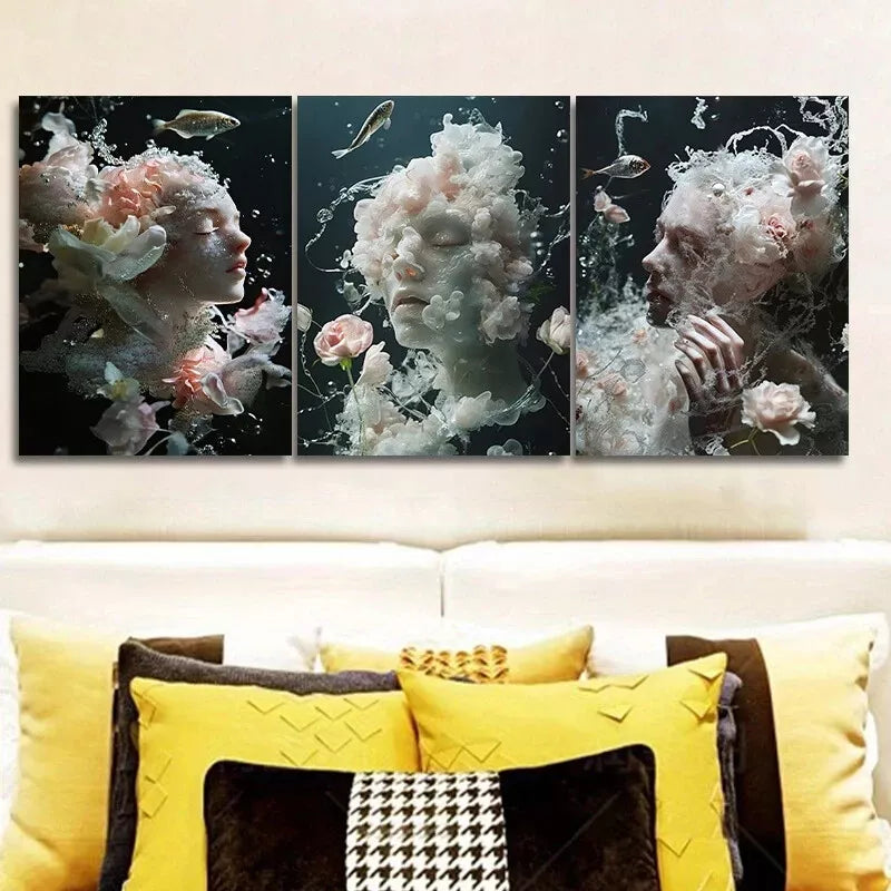 3-Piece Ethereal Figures Canvas Nature Wall Art Set - Framed 40x60cm High Quality Print - 100% Australian Made - Ready to Hang - Perfect for Living Room, Bedroom & Office Decor