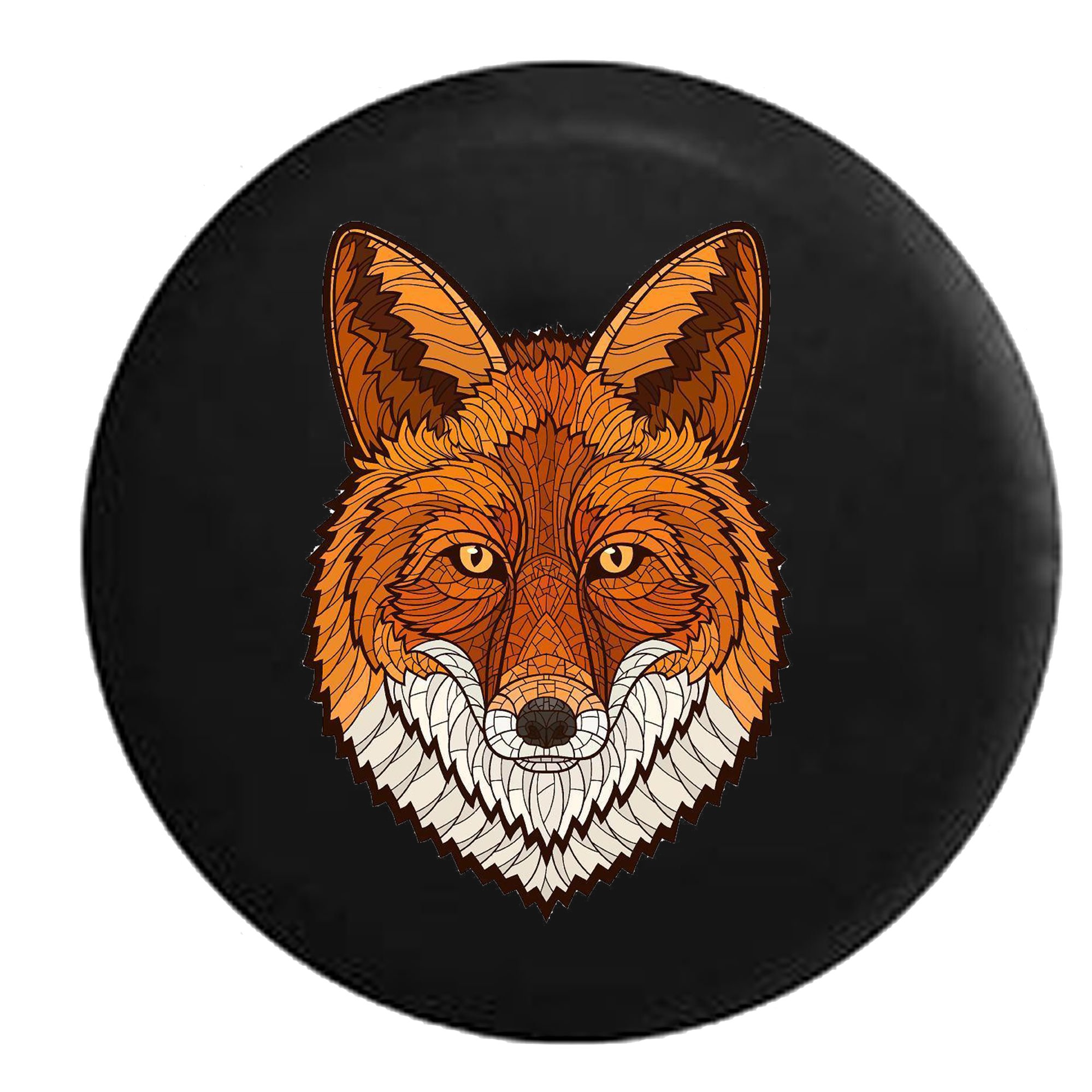 Funny Spare Tire Wheel Cover for Camper, SUV, Trailer, Truck & RV - Durable 32 Inch Thick PVC Leather Cover (Orange Fox Black Design) - Perfect for Outdoor Adventures & Road Trips