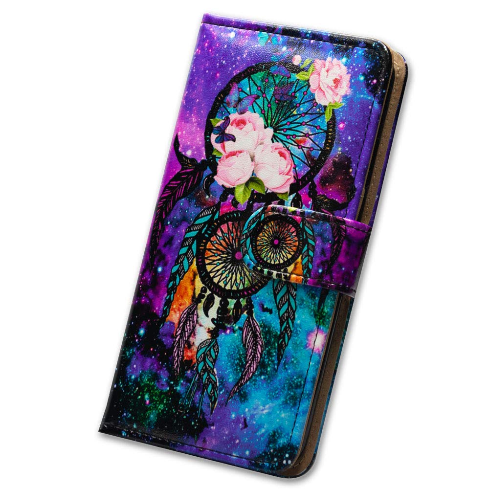 Premium Leather Flip Wallet Case for LG K40/K12 Plus/X4/Solo LTE/Harmony 3/Xpression Plus 2 - Dream Catcher Galaxy Sky Design with Card Slots & Kickstand | Perfect for Work, Travel & Everyday Protection