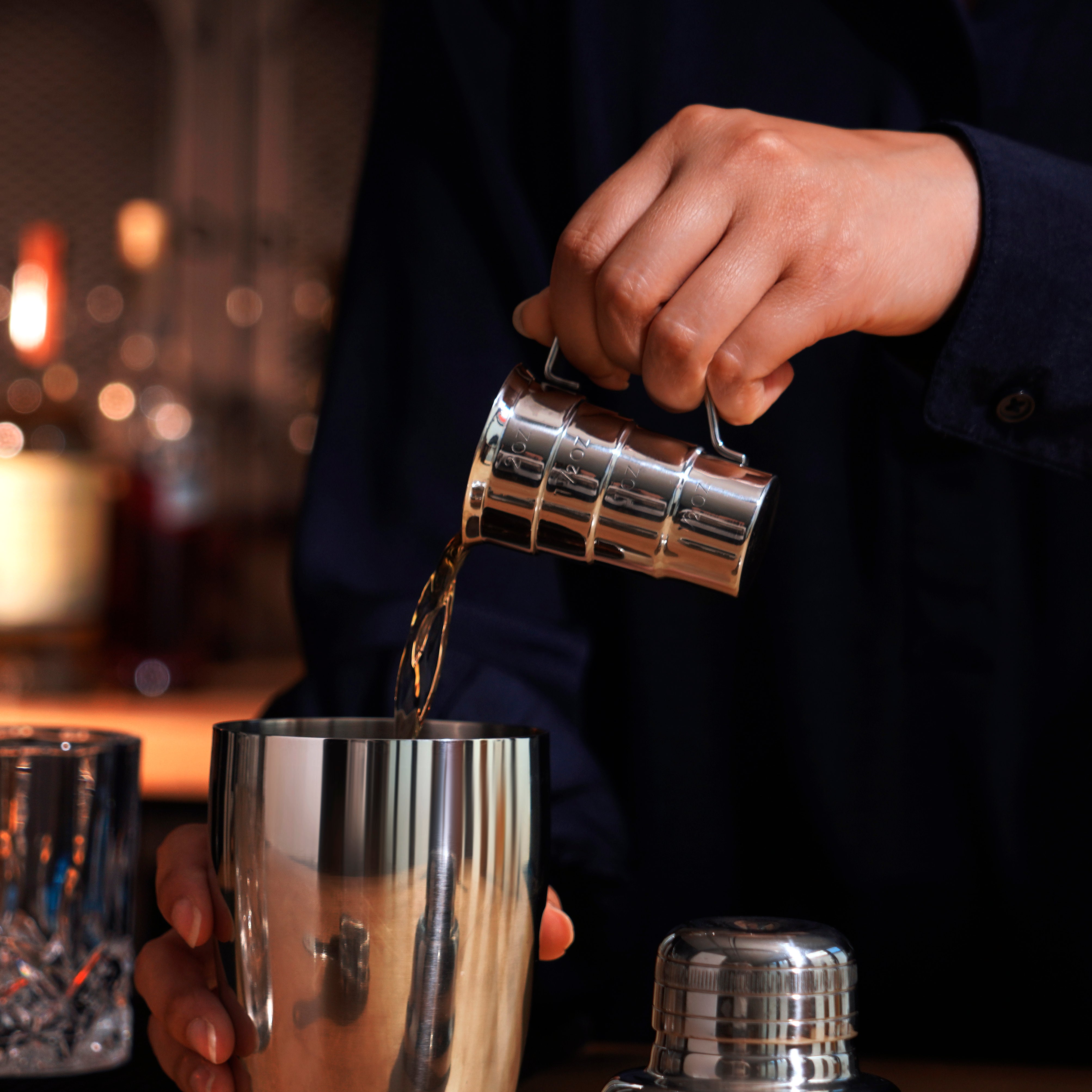 Premium Stainless Steel Stepped Jigger - 1oz & 2oz Dual Measuring Cup for Cocktails, Bartending, and Mixing Drinks - Perfect for Home Bars, Professional Bartenders, and Cocktail Enthusiasts