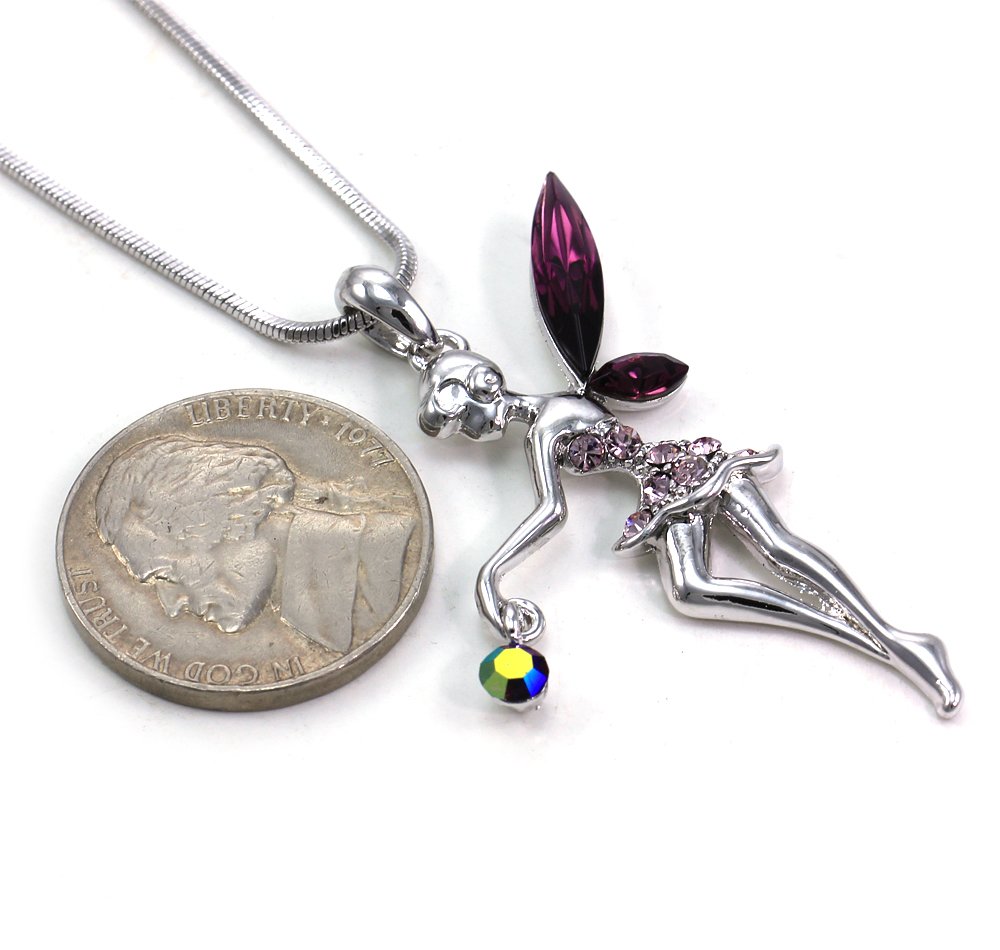 Lavender Fairy Wings Necklace - Angel Charm Pendant for Women & Gifts