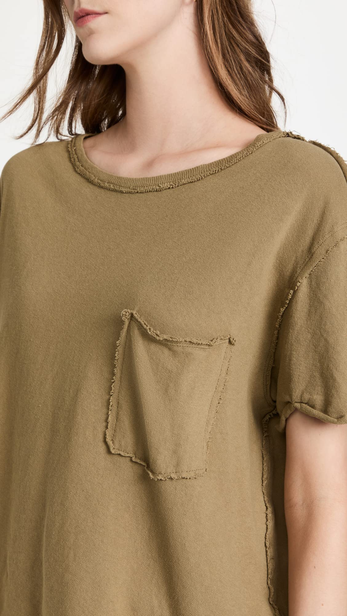 Free People Women's Care Pocket Tee - Soft Cotton Relaxed Fit T-Shirt with Front Pocket for Casual Wear | Perfect for Everyday Outfits, Weekend Errands & Layering