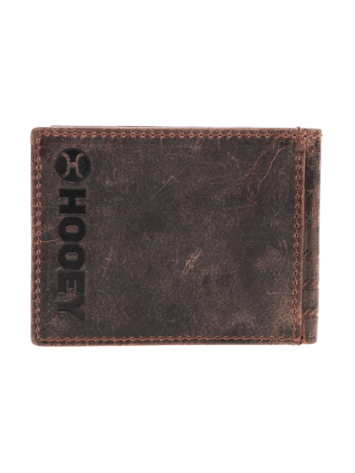 Hooey HFBF003 BRBK Men's Liberty Roper Front Pocket Bifold Leather Wallet - Brown Cowhide RFID Blocking for Everyday Carry & Travel