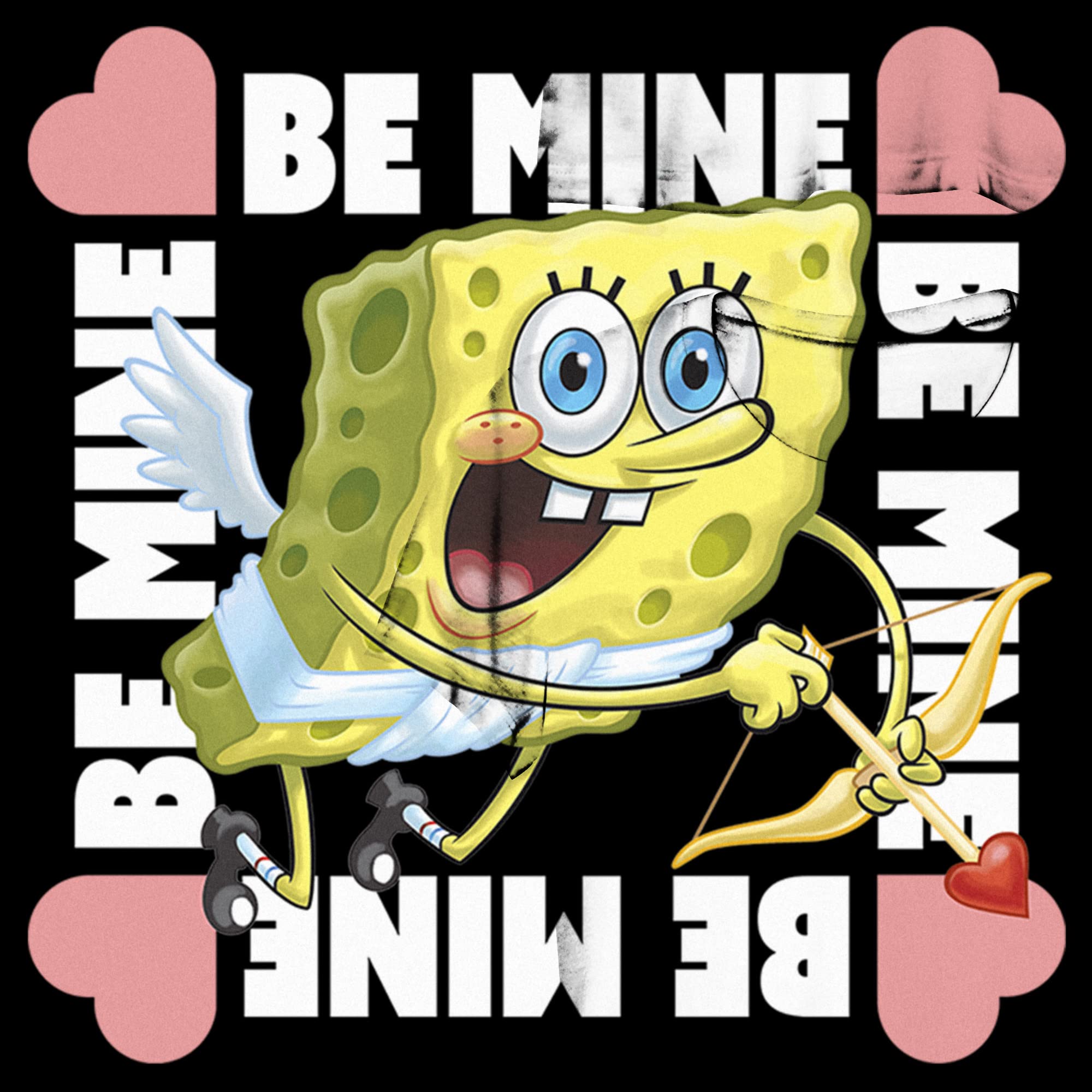 Junior's Spongebob Squarepants Cupid Be Mine Valentine's Day T-Shirt | Cartoon Character Graphic Tee for Kids & Teens | Perfect for Valentine's Gifts, School Events & Casual Wear