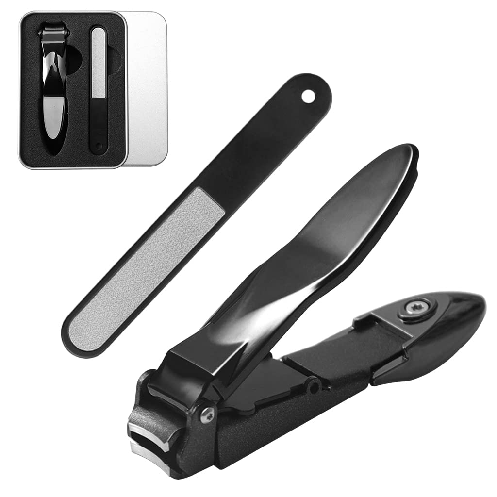 MAYCREATE® Professional Stainless Steel Nail Clippers Set for Men - Foldable Nail Cutter with Nail File & Organizer Case - Anti-Splash, Travel-Friendly Toenail Clippers for Home, Gym, Travel & Daily Grooming