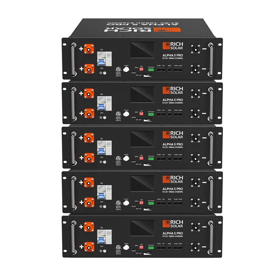 Rich Solar ALPHA 5 PRO 51.2V 100Ah LiFePO4 Lithium Iron Phosphate Battery - High Performance Deep Cycle Battery for Solar Energy Storage, RV, Marine & Off-Grid Power Systems