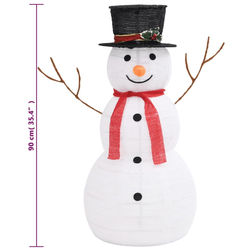 vidaXL 3ft LED Snowman Christmas Decoration with Red Scarf & Hat - 90 Warm White Lights, 8 Lighting Effects - Indoor/Outdoor Holiday Decor for Yard, Porch, Garden, and Living Room