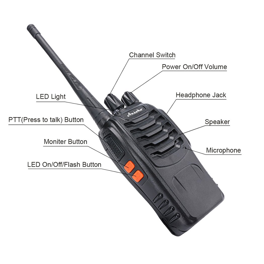 Rechargeable Long Range Walkie Talkies - 16 Channel Two Way Radios with Earpiece (2 Pack) for Outdoor Adventures, Hiking, Camping & Emergency Communication