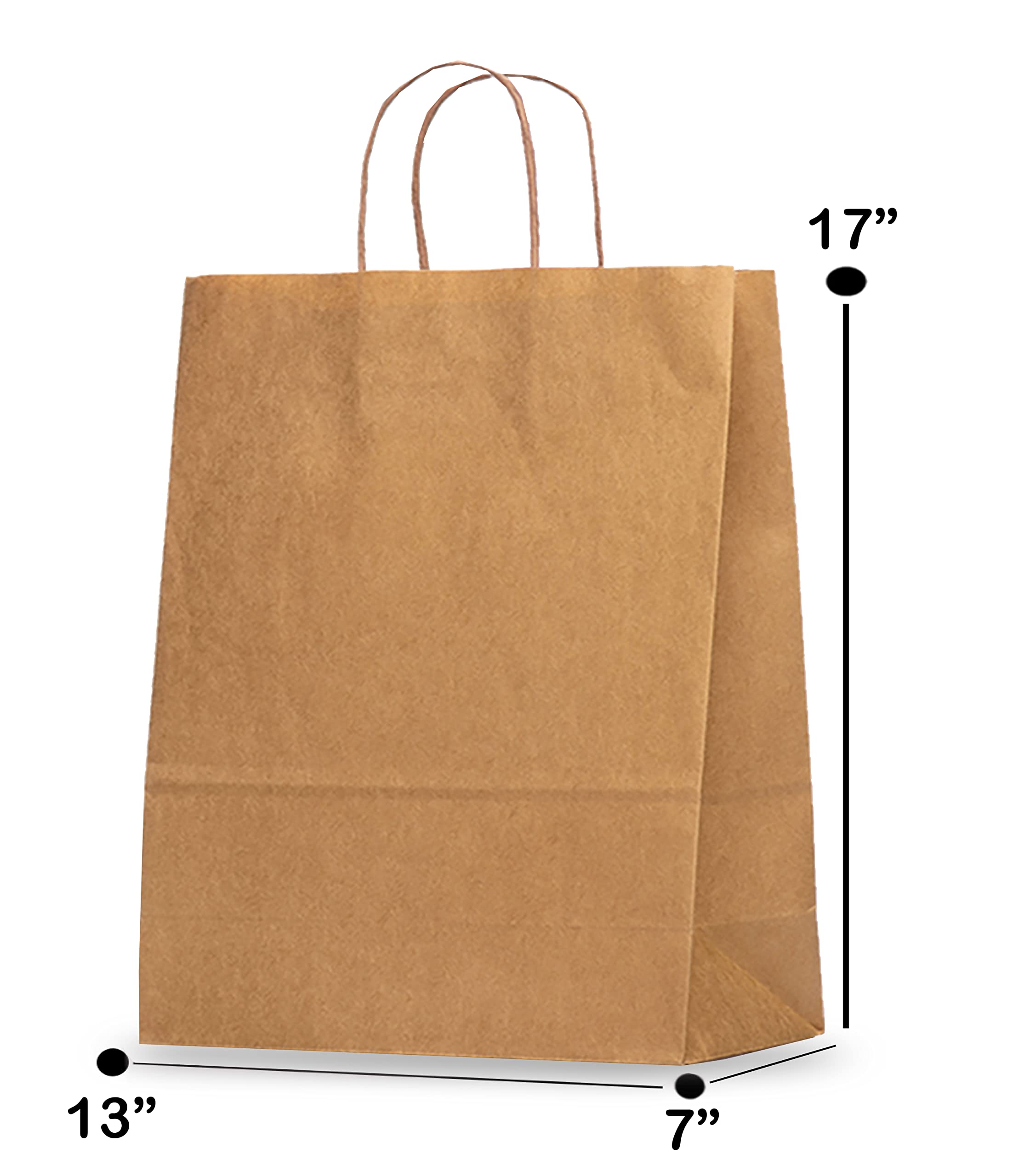 Eco-Friendly Kraft Paper Bags with Twisted Handles - 13x7x17 Inches Bulk Brown Gift Bags (50 Pack) | Perfect for Retail Packaging, Party Favors & Sustainable Shopping