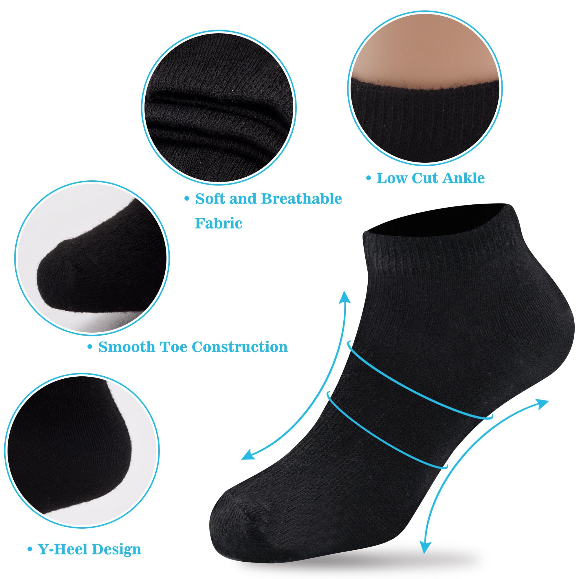 Duufin 16 Pairs Kids Ankle Socks for Boys & Girls - Soft Half Cushion Low Cut Toddler Socks with Non-Slip Grip - Perfect for School, Sports & Daily Wear
