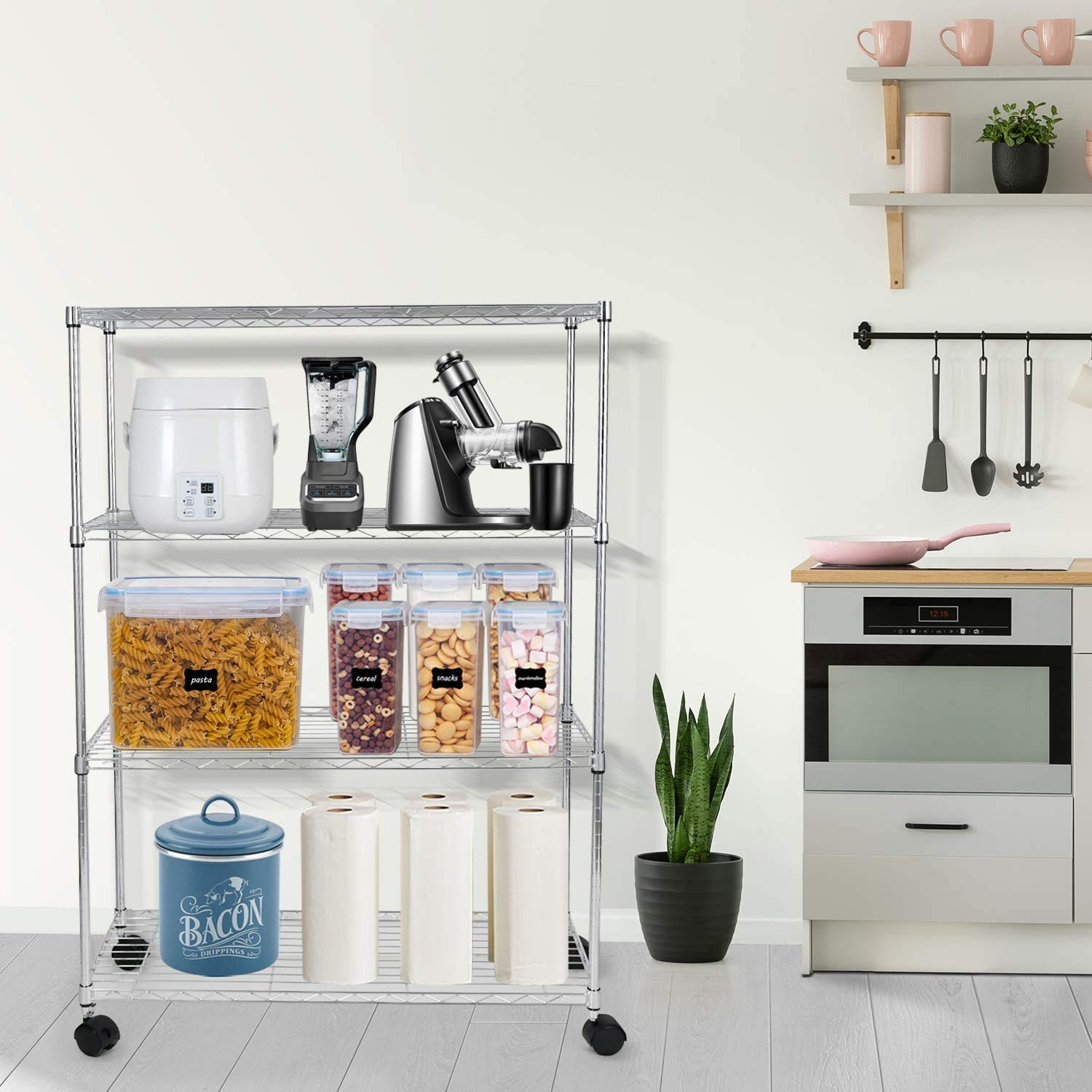 YSSOA Heavy Duty 4-Tier Steel Wire Shelving Unit - 35.83