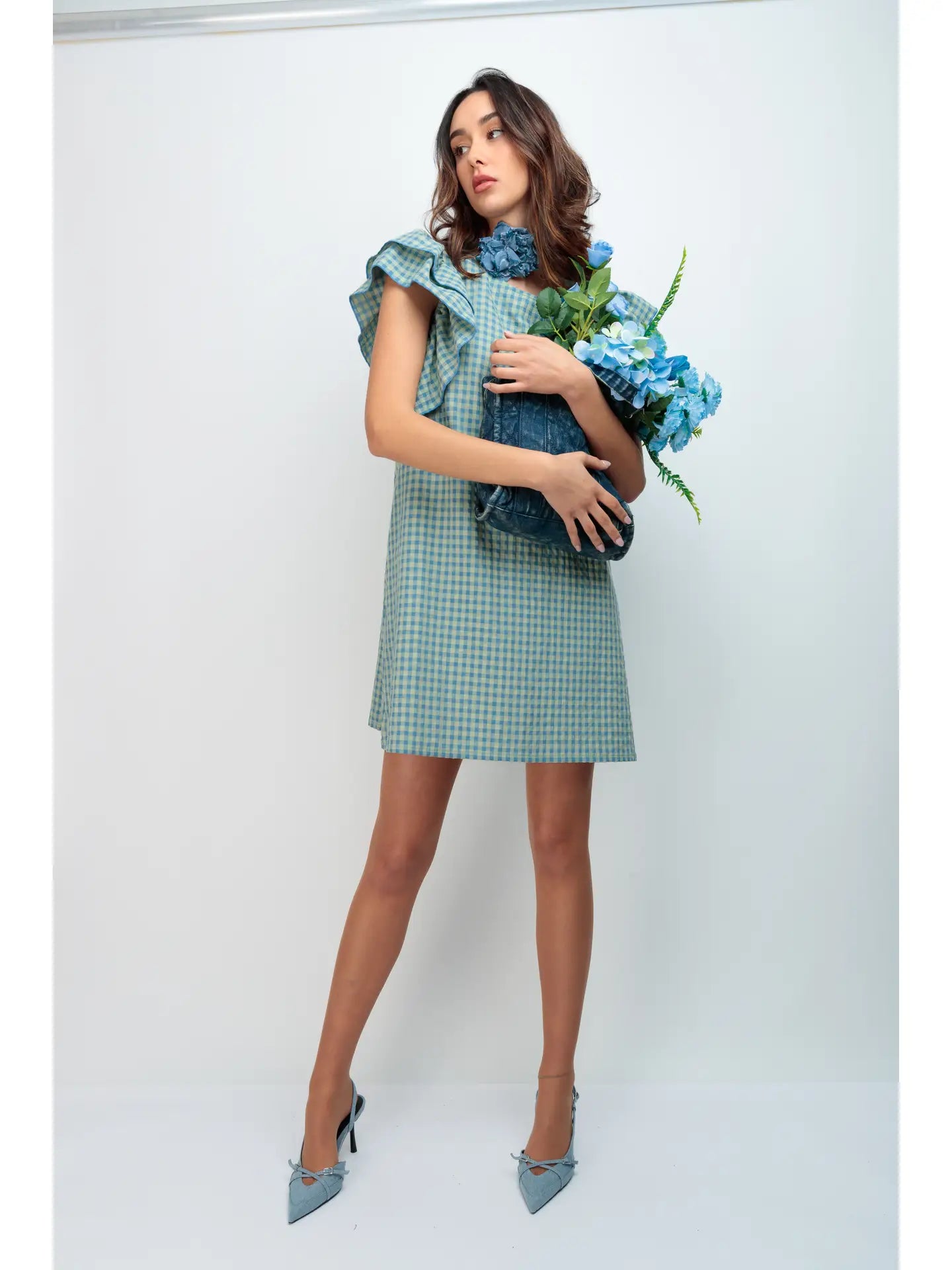 Keira Blue Vichy Robe - Stylish and Comfortable Women's Dress for Casual Wear, Loungewear, and Summer Outings