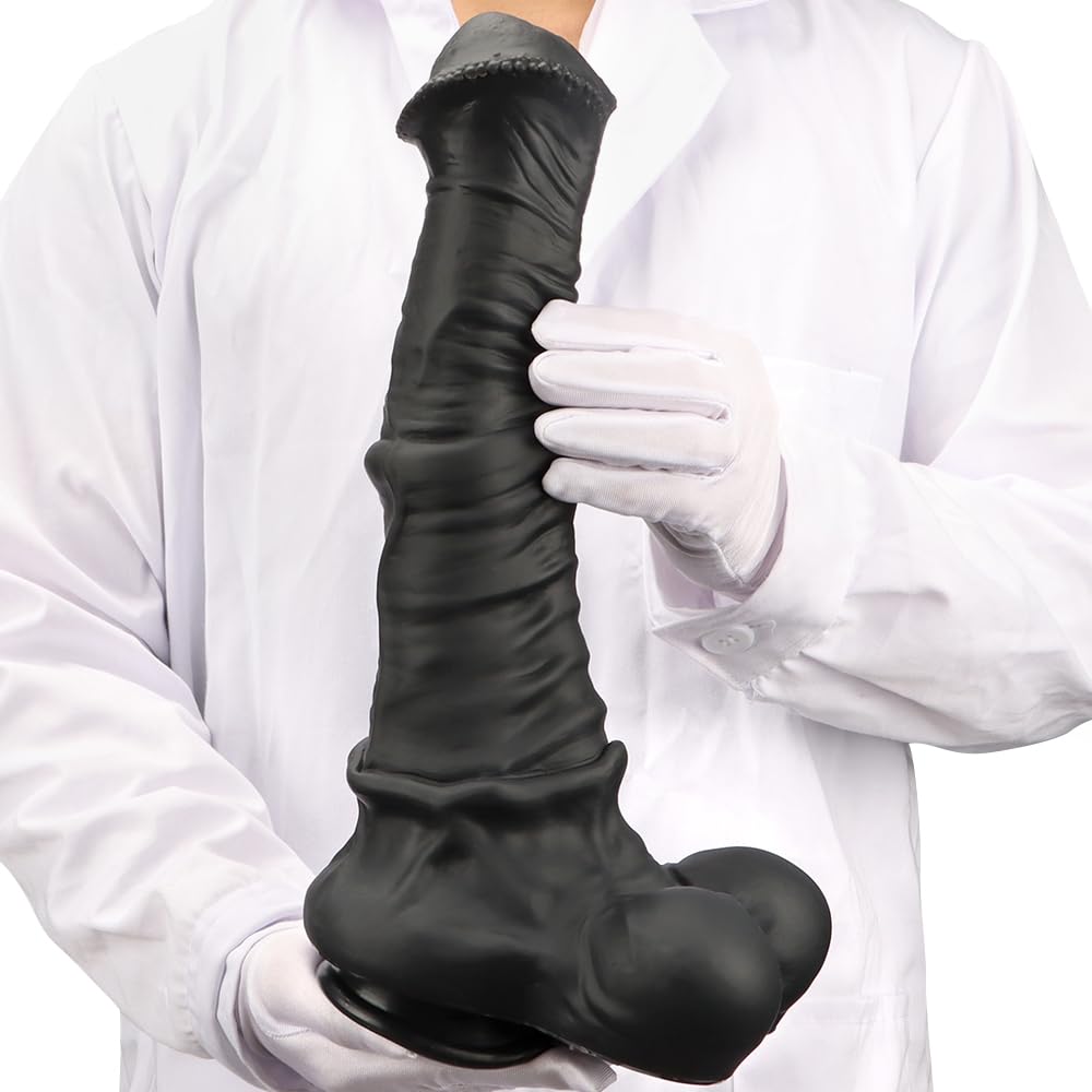 XXXL Black Realistic Silicone Horse Dildo - Extra Large Animal Penis Toy for Anal, Vaginal & Prostate Stimulation | G-Spot & SM Play | Adult Sex Toy for Men, Women & Couples (Black-XXL) - Perfect for Roleplay, BDSM & Solo Play