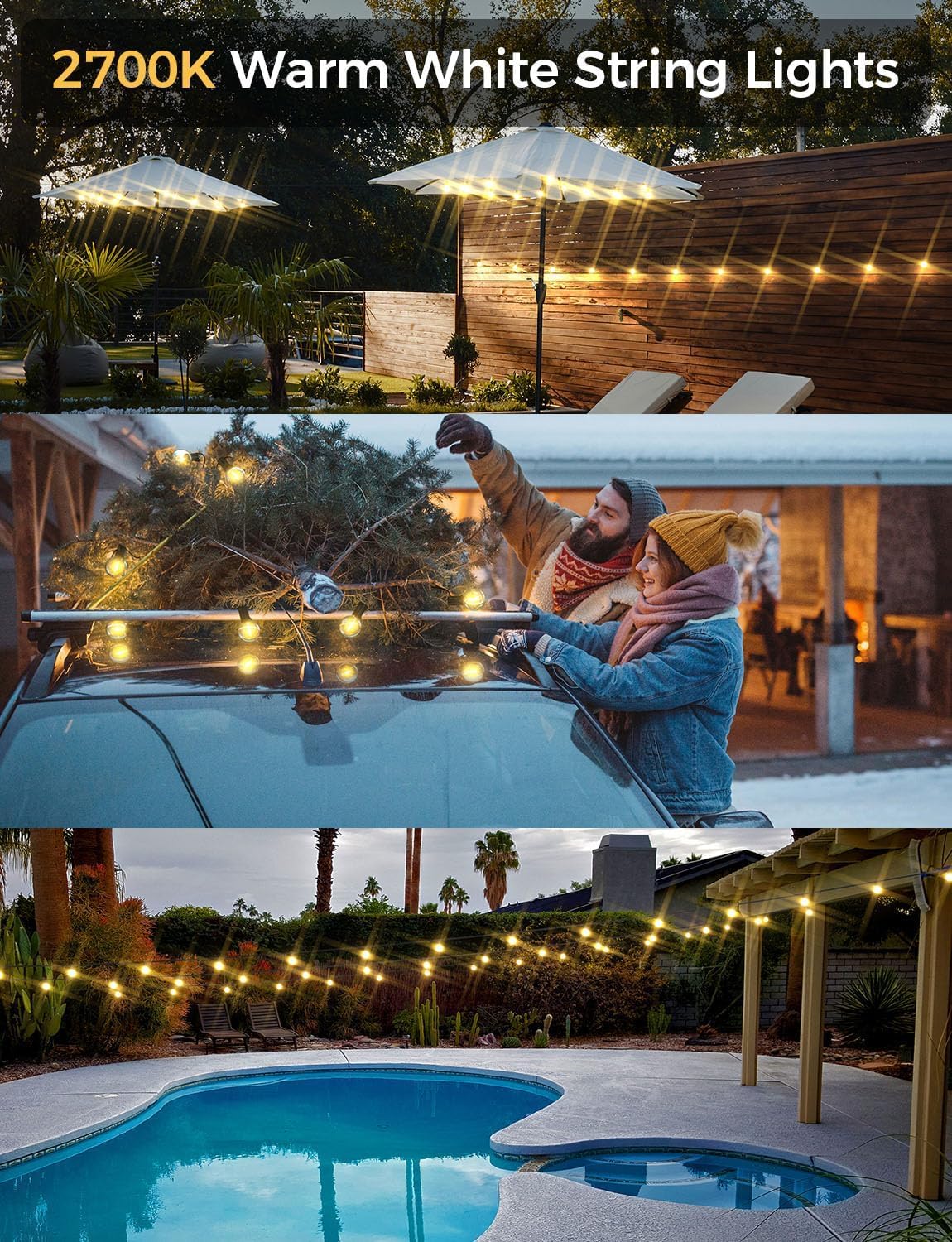 XMCOSY+ Smart Outdoor String Lights - 150Ft G40 Globe Patio Lights with 75 LED Bulbs, WiFi & APP Control, Alexa Compatible, Waterproof Dimmable LED Lights for Garden, Backyard, Porch, Cafe, Restaurant and Wedding Decorations
