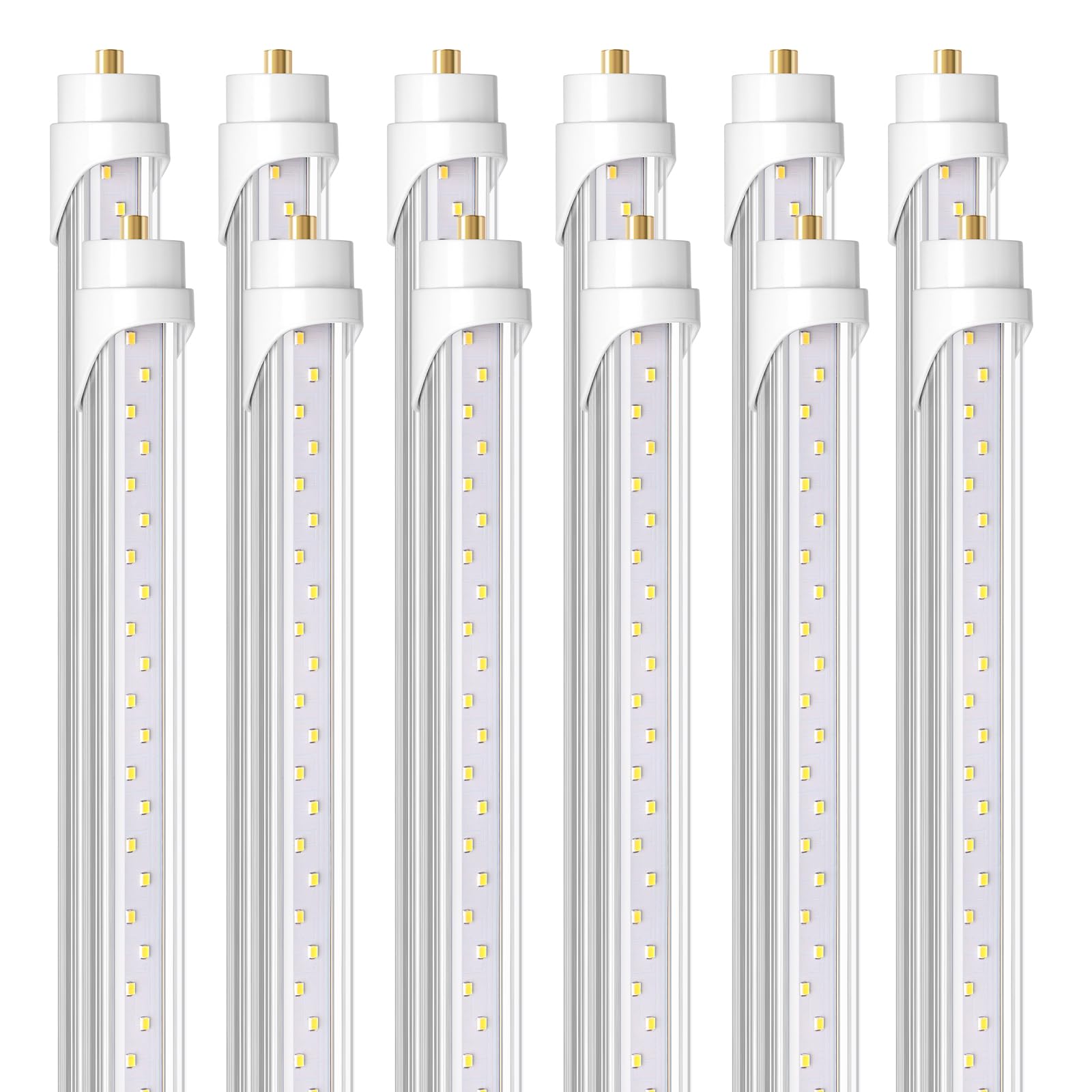 Barrina 8 Foot LED Bulbs - 44W 5500lm 6500K Super Bright T8 T10 T12 LED Tube Lights with Clear Cover, FA8 Single Pin - Energy Efficient Replacement for Fluorescent Lights (Pack of 12) - Perfect for Warehouses, Garages, and Commercial Lighting
