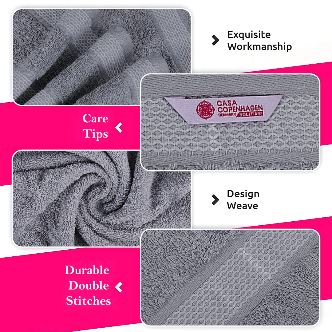 Luxury 6-Piece Turkish Cotton Towel Set - 600 GSM Egyptian Cotton, Hotel & Spa Quality - Includes 2 Bath Towels, 2 Hand Towels, 2 Washcloths - Grey Violet - Perfect for Bathroom, Spa, and Luxury Home Decor
