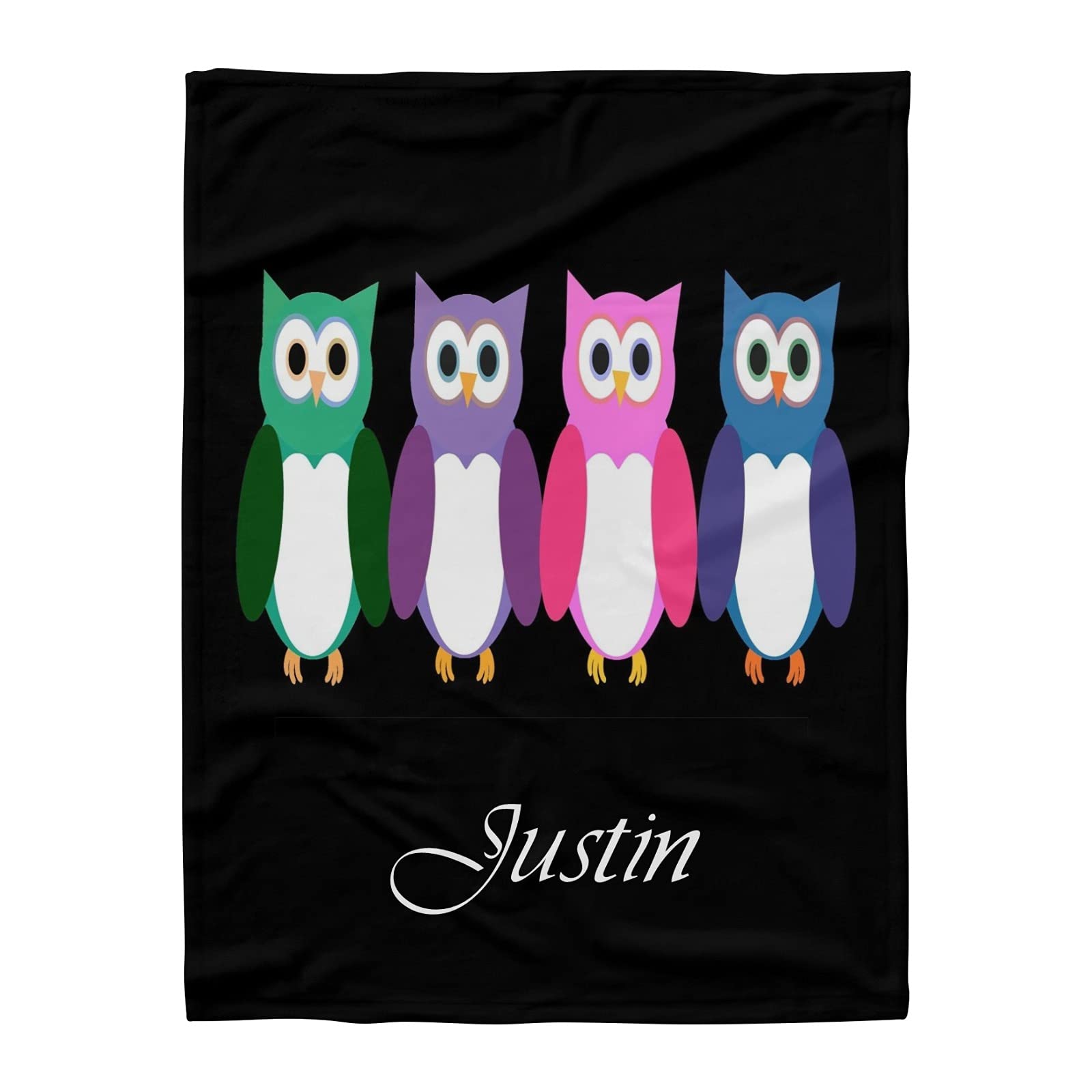 Custom Name Owl Fleece Blanket - Super Soft Colorful Personalized Throw Blanket 60x80 Inches for Couch, Sofa & Bed - Perfect Gift for Kids, Teens & Home Decor