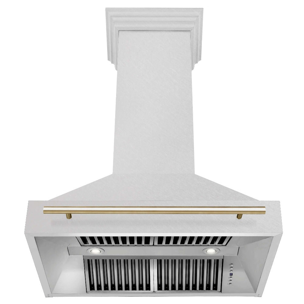 ZLINE Autograph Edition 36 Inch Stainless Steel Wall Mount Range Hood with Matte Black Handle - Professional Kitchen Ventilation for Home Chefs (8654SNZ 36 MB) | Perfect for Modern Kitchens & Open Concept Homes