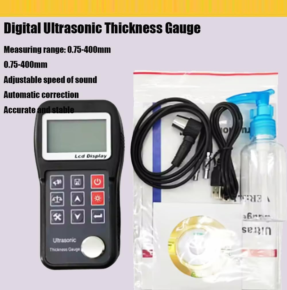 Professional Ultrasonic Thickness Gauge Meter - 0.75mm to 400.0mm (0.03
