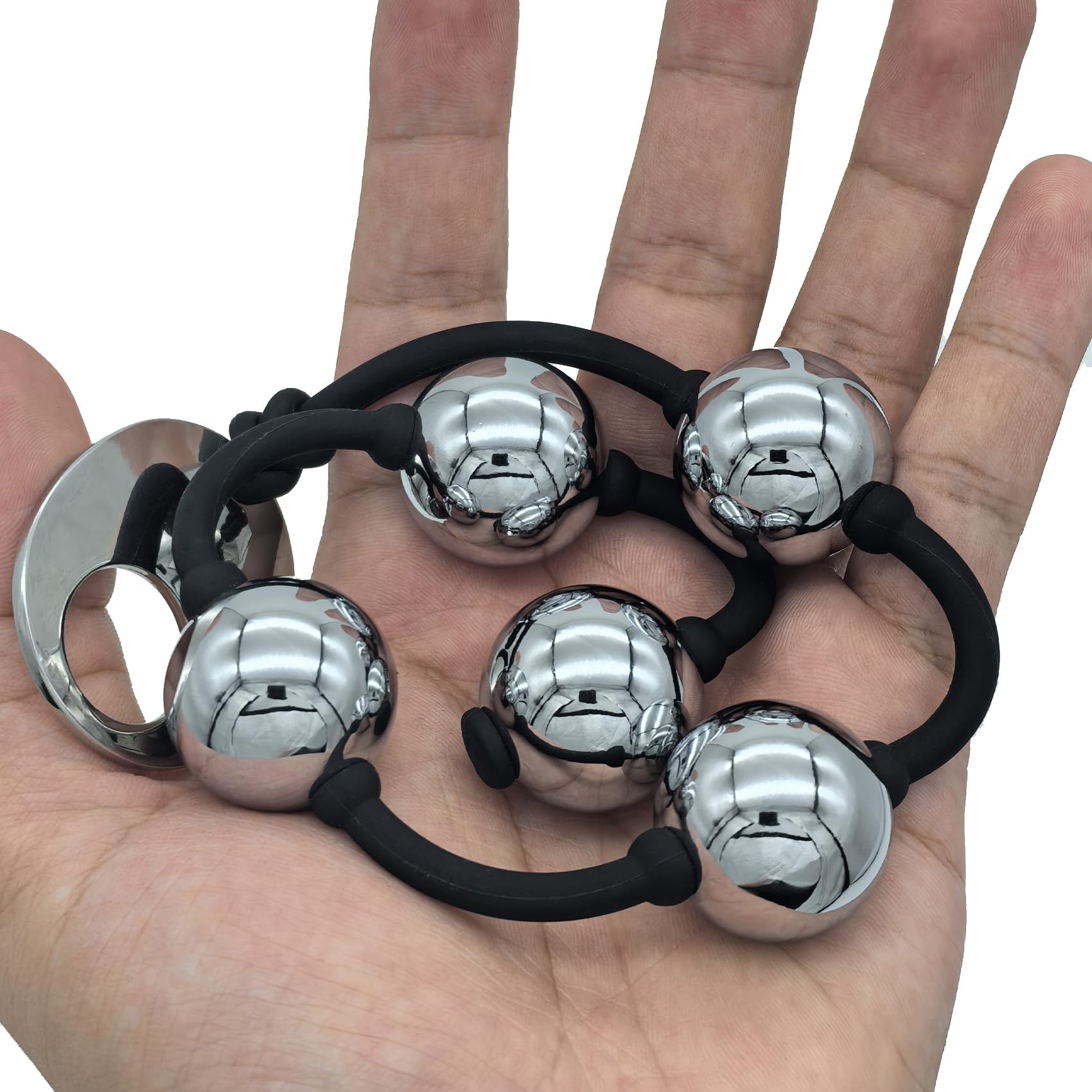 Weighted Metal Anal Beads with 5 Balls & Pull Ring - Silicone Rope SM Toy for Prostate Massage & Fetish Play | Adult Sex Game for Men, Women & Couples | Enhances Pleasure for Solo & Partner Play
