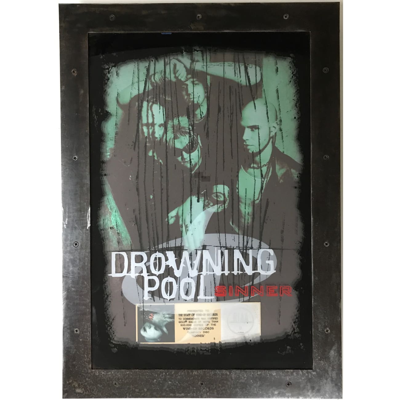 Drowning Pool Sinner RIAA Gold Album Award - Certified Gold Record for Rock Music Fans | Perfect for Home Display, Music Collections & Rock Memorabilia