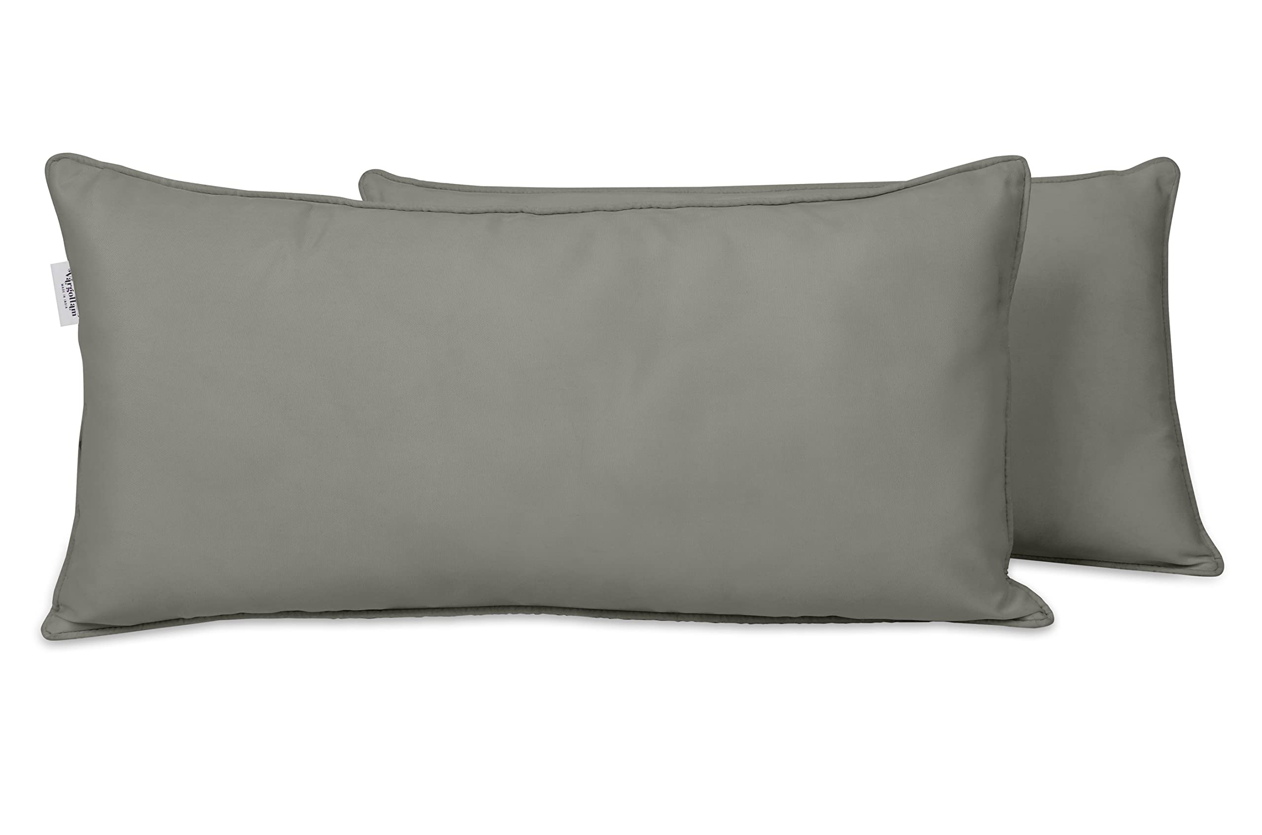 Waterproof Polyester Lumbar Pillow Covers 16x24 Inches, Set of 2 - All-Weather Indoor/Outdoor Cushion Cases for Patio Furniture, Sofa, Deck & Garden (Gray) - Perfect for Living Room, Porch & Outdoor Seating