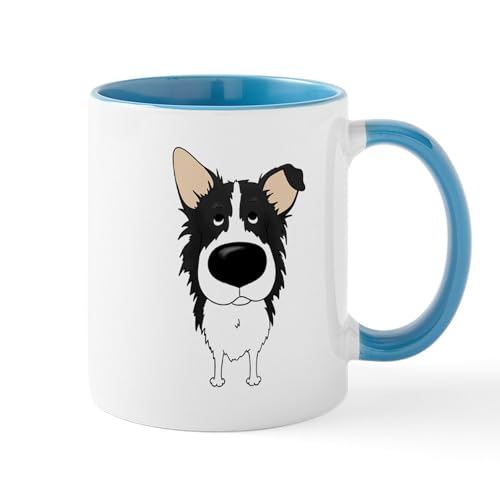 White/Blue Inside - Big Nose/Butt Border Collie Mug