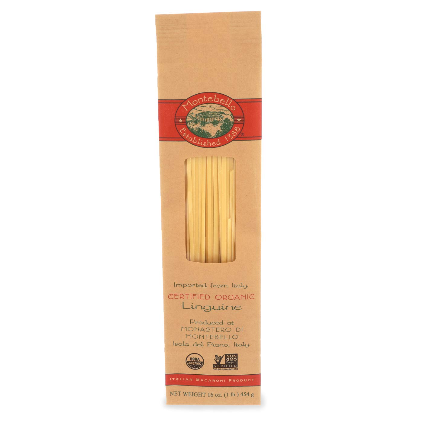 Organic Montebello Linguini Pasta - 1 lb (4-Pack) | Premium Italian Pasta for Family Dinners, Restaurant Meals & Gourmet Cooking