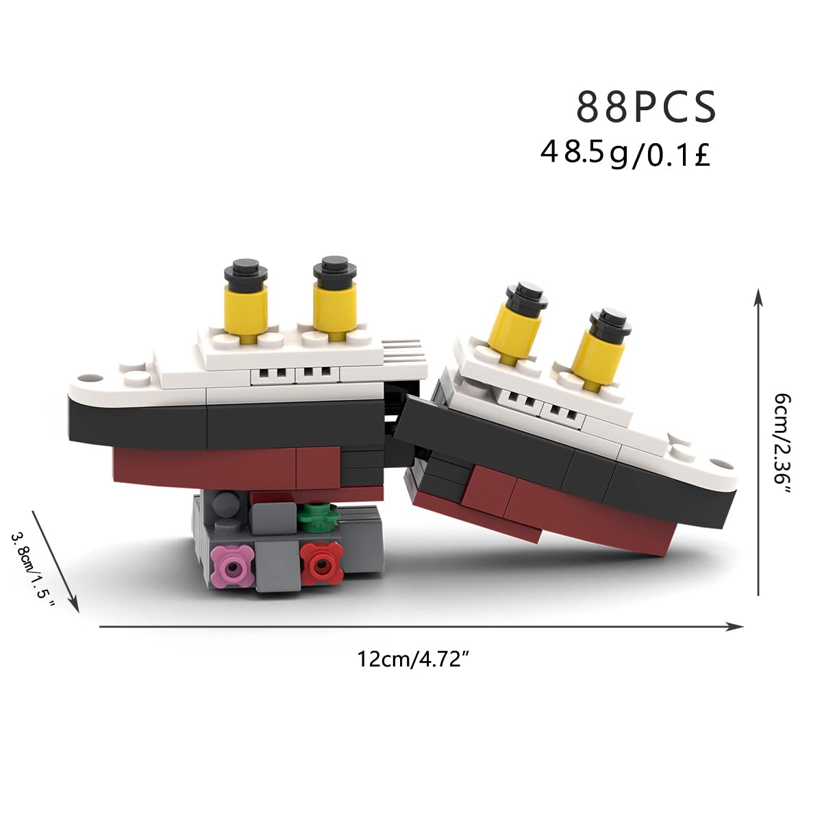 88pcs MOC Titanic Ship Building Blocks Set - Break in Half Design, STEM Educational Construction Toy for Kids & Adults | Perfect for Birthday Gifts, School Projects & Collector Displays