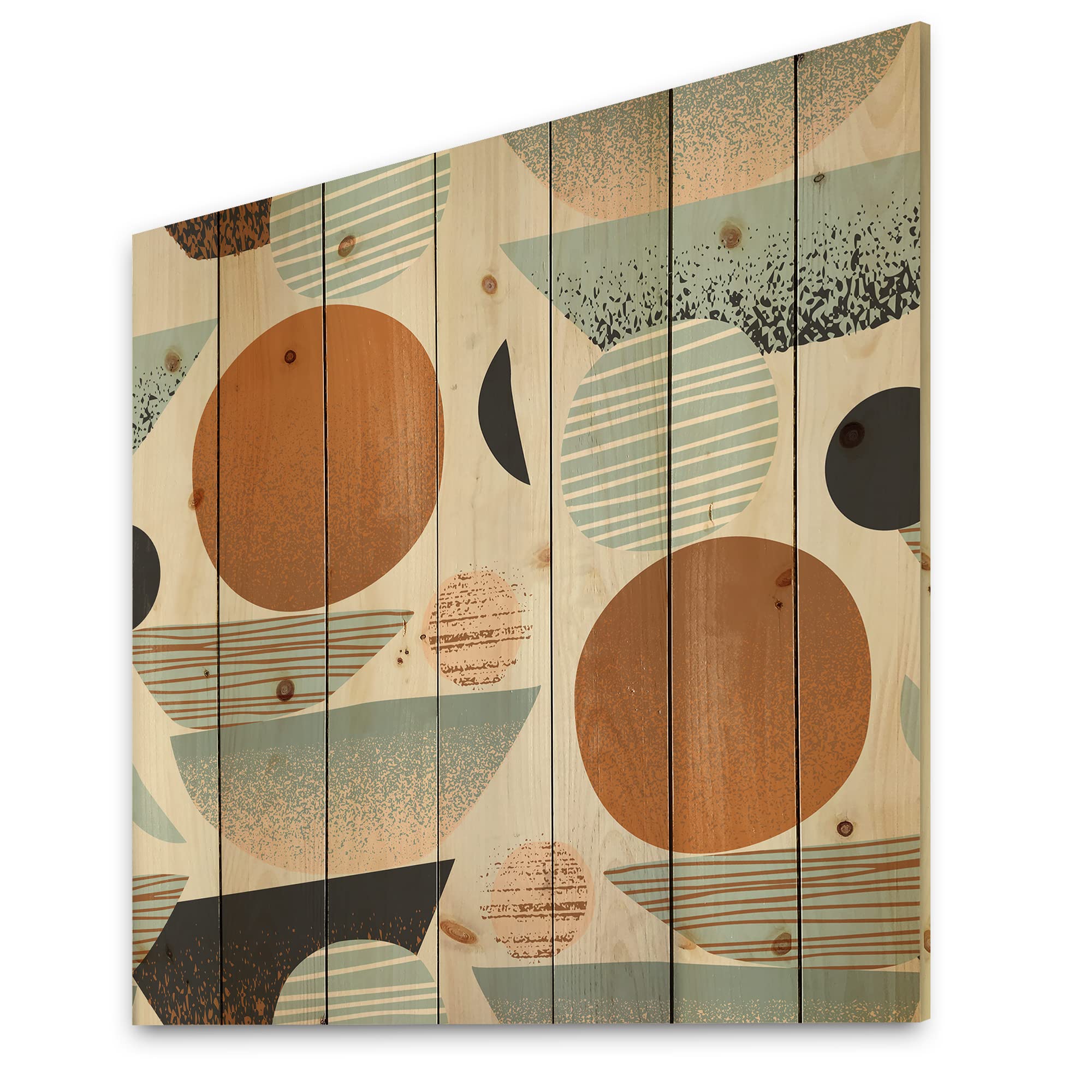 Abstract Sun & Moon Wood Wall Art - Modern Blue Pine Decor for Living Room