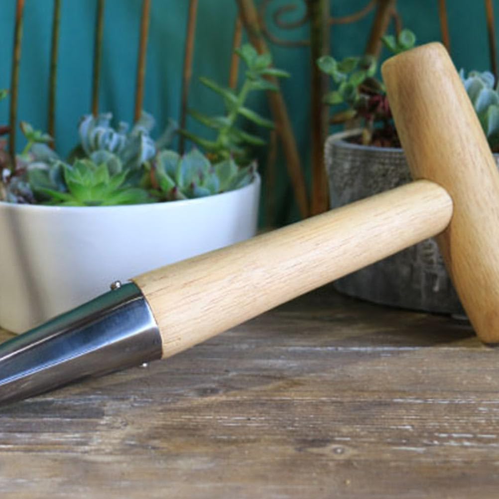 2 Pack Wooden Hand Gardening Tools Set - Stainless Steel Planting Digger & Soil Puncher for Bulbs, Flowers, and Plants | Perfect for Home Garden, Landscaping, and Outdoor Planting
