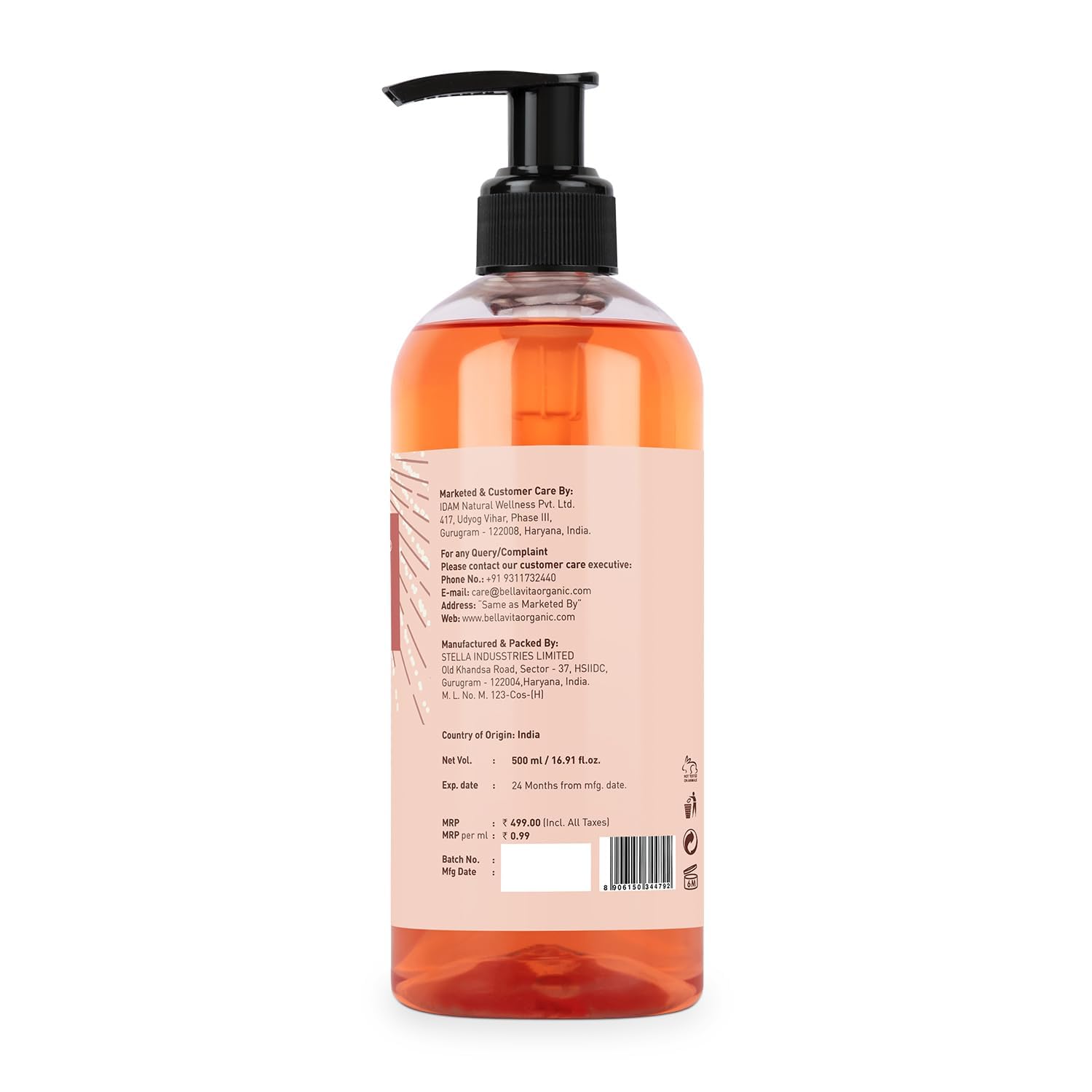 Bella Vita Luxury Glam Women's Body Wash - Refreshing Shower Gel with Aloe Vera for Deep Cleansing, Hydration & Moisturizing | 500ml for Softer, Smoother Skin | Perfect for Daily Shower & Spa Relaxation at Home