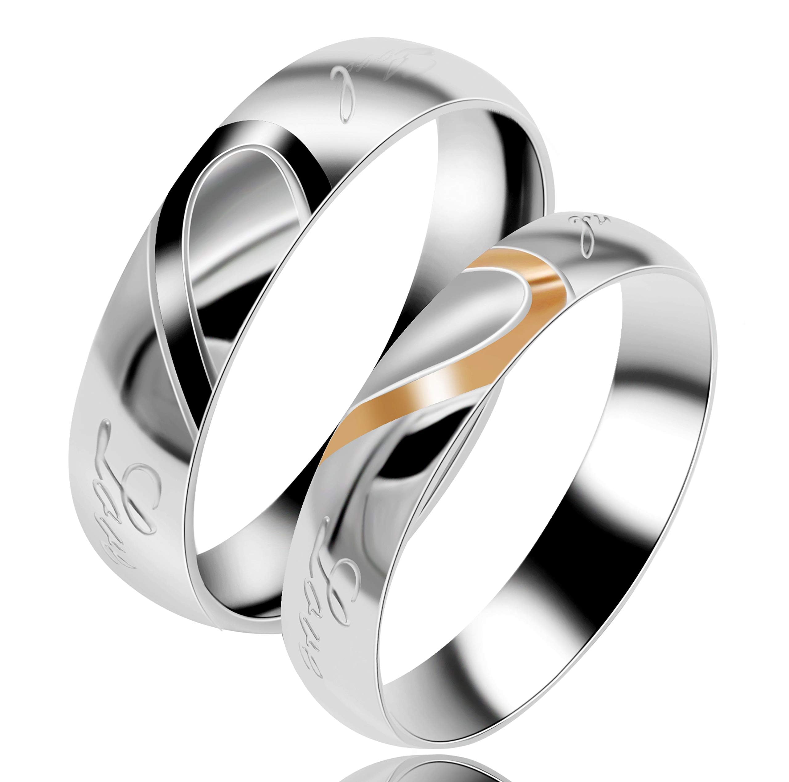 Uloveido Couples Titanium Stainless Steel Wedding Engagement Band Rings - Engravable Matching Love Rings for Him & Her (Y552) | Perfect for Anniversaries, Proposals & Romantic Gifts