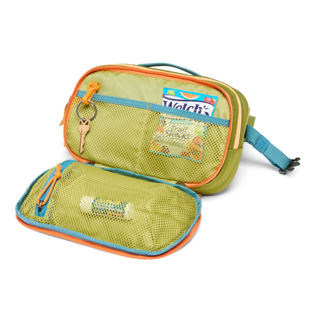 Cotopaxi Allpa X 3L Hip Pack - Waterproof Waist Bag for Travel, Hiking & Running - Compact Fanny Pack with Multiple Pockets - Lemongrass & Cedar Color - Perfect for Outdoor Adventures, Gym & Daily Use