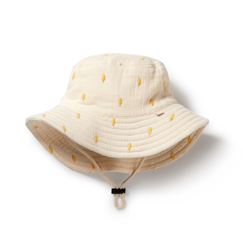 Organic Crinkle Sun Hat for Babies & Toddlers - UPF 50+ UV Protection, Adjustable Chin Strap - Perfect for Beach, Pool, and Outdoor Play
