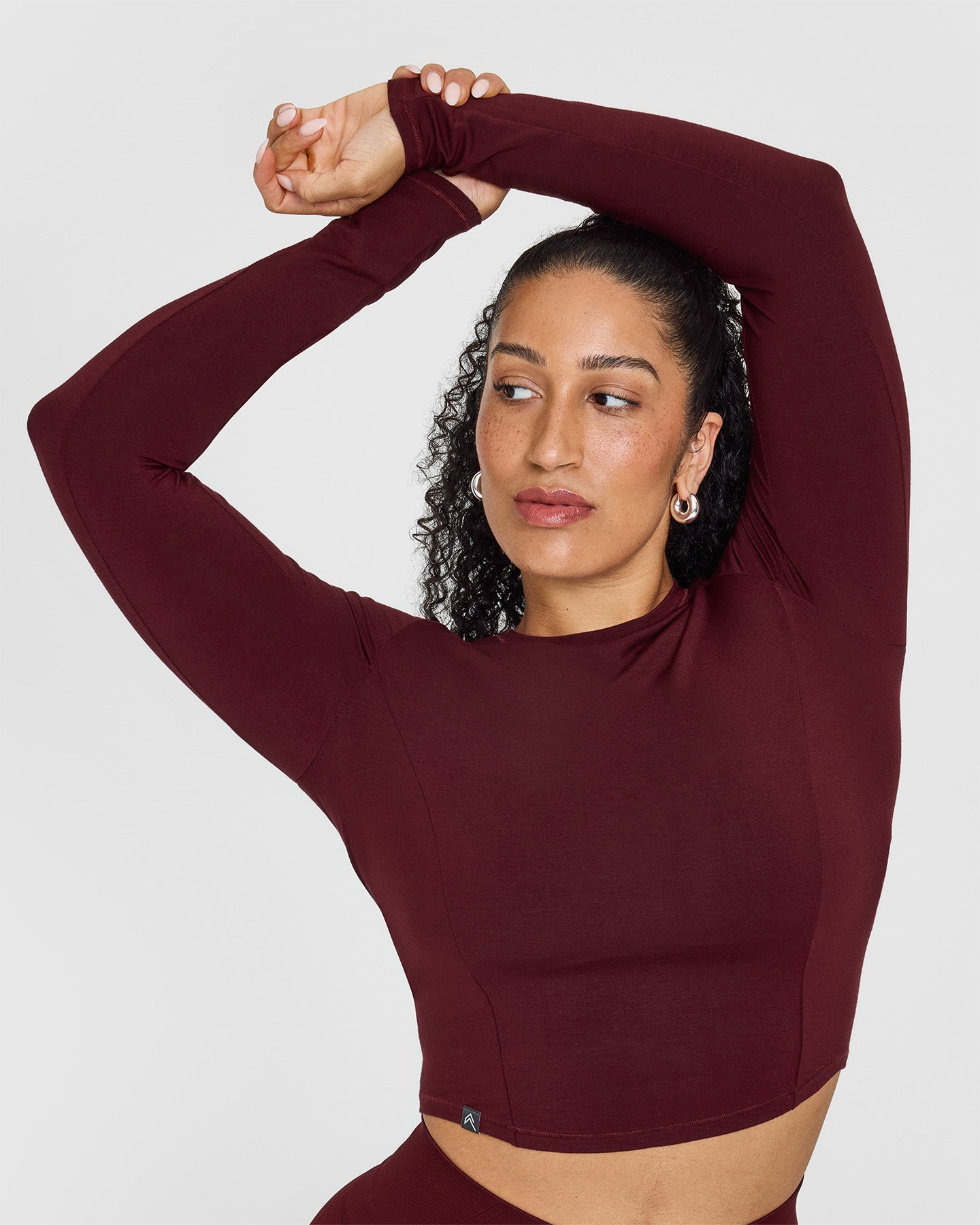 Mellow™ Soft Mid Long Sleeve T-Shirt for Women - Comfortable Rosewood Color Casual Top | Perfect for Everyday Wear, Office & Weekend Outfits