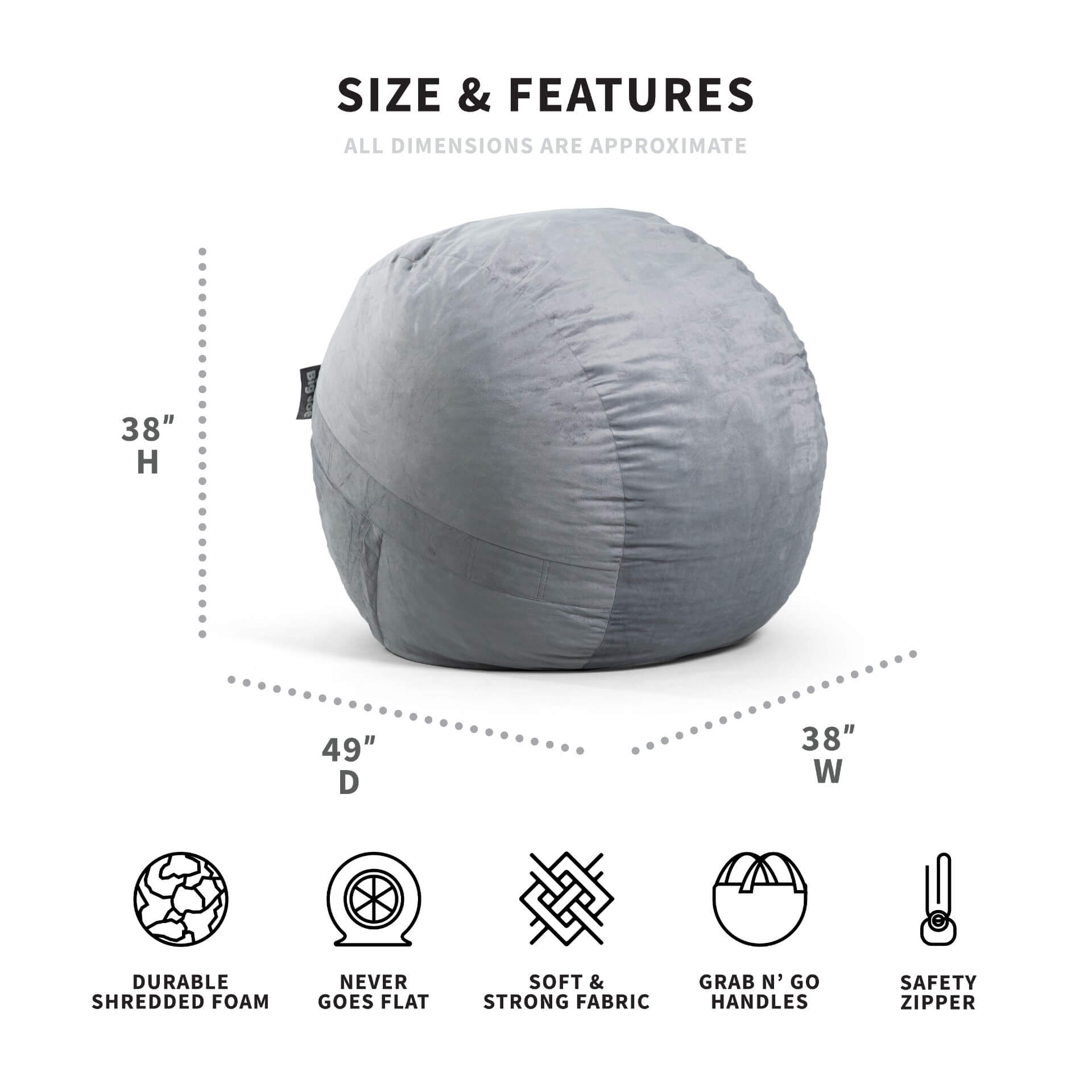 FUF Large Dog Bed with Removable Washable Cover - Soft Orthopedic Pet Bed for Large Dogs, Perfect for Living Room, Bedroom or Crate