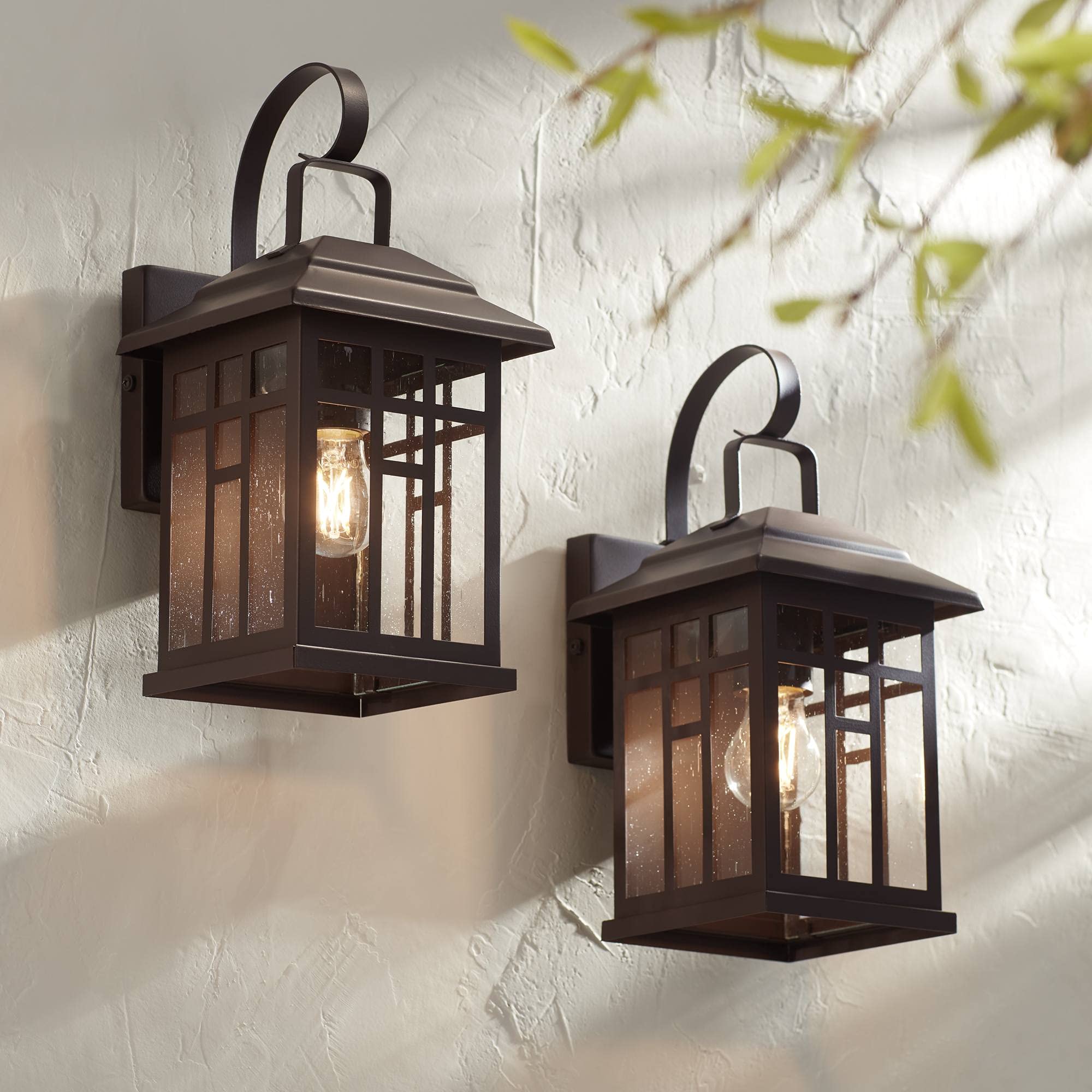 John Timberland Bester Rustic Outdoor Wall Lights Set of 2 - Bronze Carriage Style Lantern Fixtures with Clear Glass (12.5 Inch) for Exterior House, Porch, Patio, Deck, Garage, Yard & Front Door | Perfect for Farmhouse, Cottage & Traditional Home Lighting