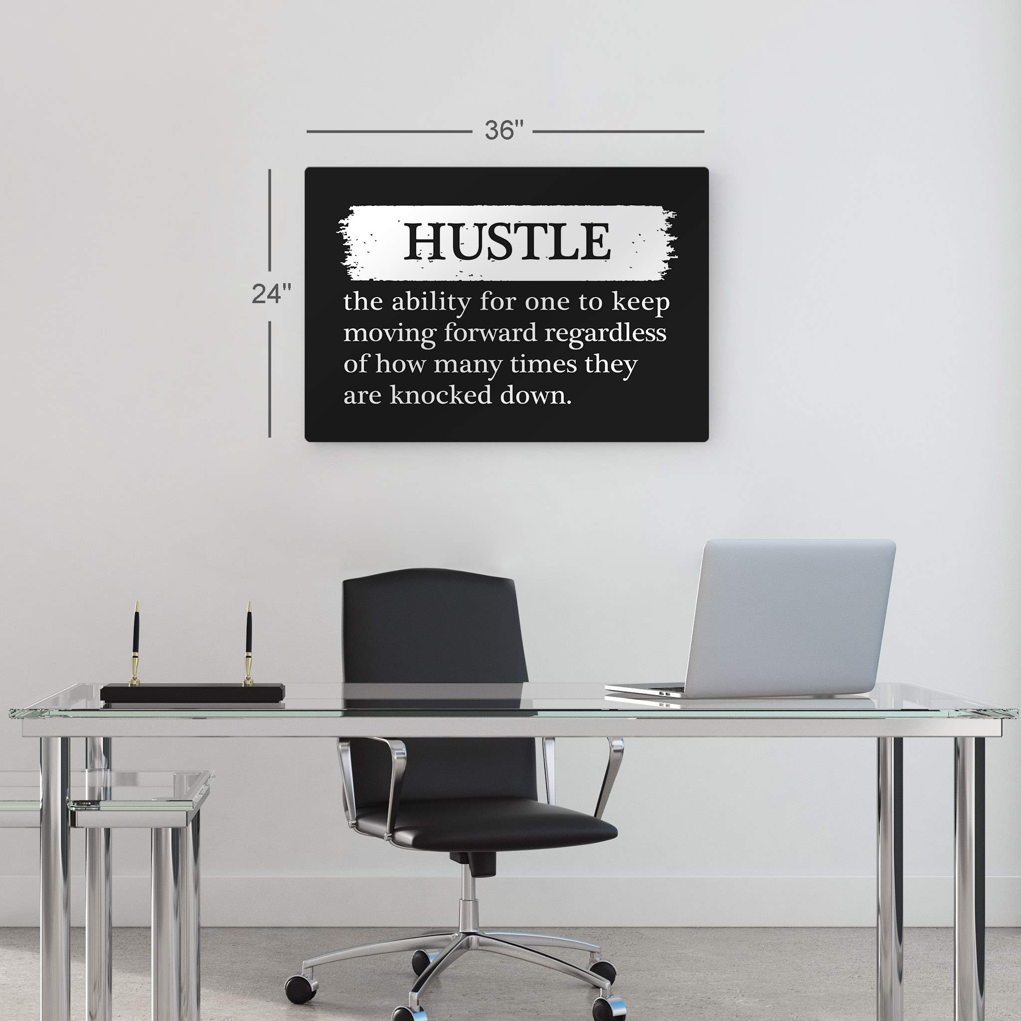 Smile Art Design Hustle Definition Black & White Dictionary Motivational Metal Wall Art - Inspirational Office Decor, Entrepreneur Quote Print for Living Room, Home & Workplace - Perfect Gift Ready to Hang (30x40 inches) - Ideal for Home Offices, Studios & Motivational Spaces