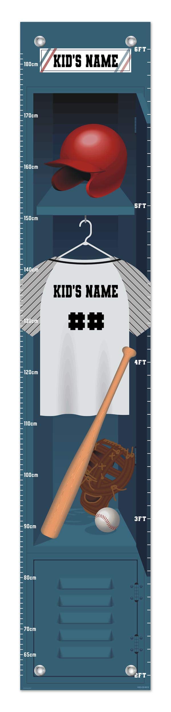 Personalized Baseball Locker Growth Chart - Custom Name Wall Decoration for Kids Room | Perfect for Tracking Child's Height & Sports-Themed Nursery Decor
