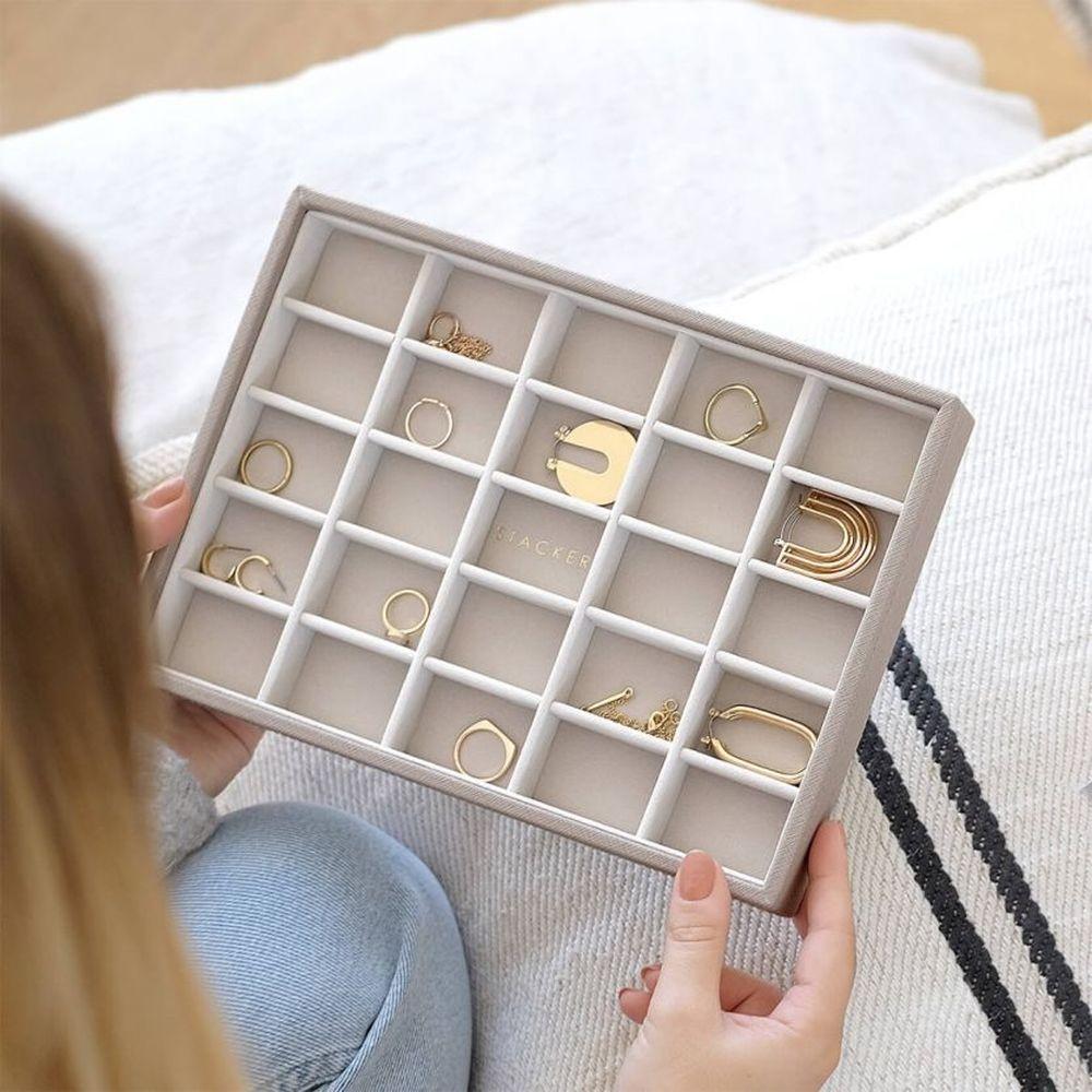 Stackers Classic 25 Compartment Jewelry Organizer Tray - Taupe Color | Perfect for Necklace, Ring & Earring Storage | Jewelry Box Insert for Dresser & Vanity