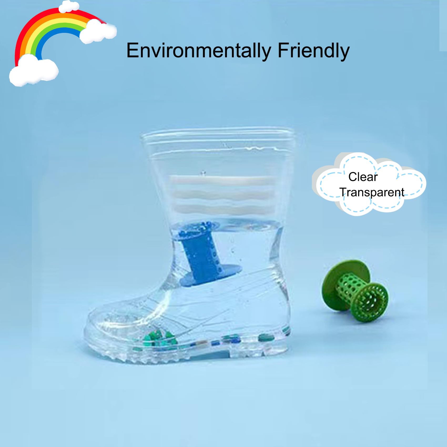 Yamerbo Waterproof Clear Rain Boots for Toddler Kids - Cute Transparent Rubber Rain Boots for Girls & Boys - Perfect for Outdoor Play, Puddle Jumping & Rainy Day Adventures