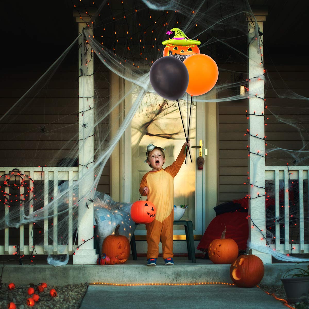 Halloween Latex Balloon Set - Pumpkin Decorations, Party Balloons for Halloween Decor, Orange & Black Emulsion Balloons - Perfect for Halloween Parties, Home Decor & Spooky Events