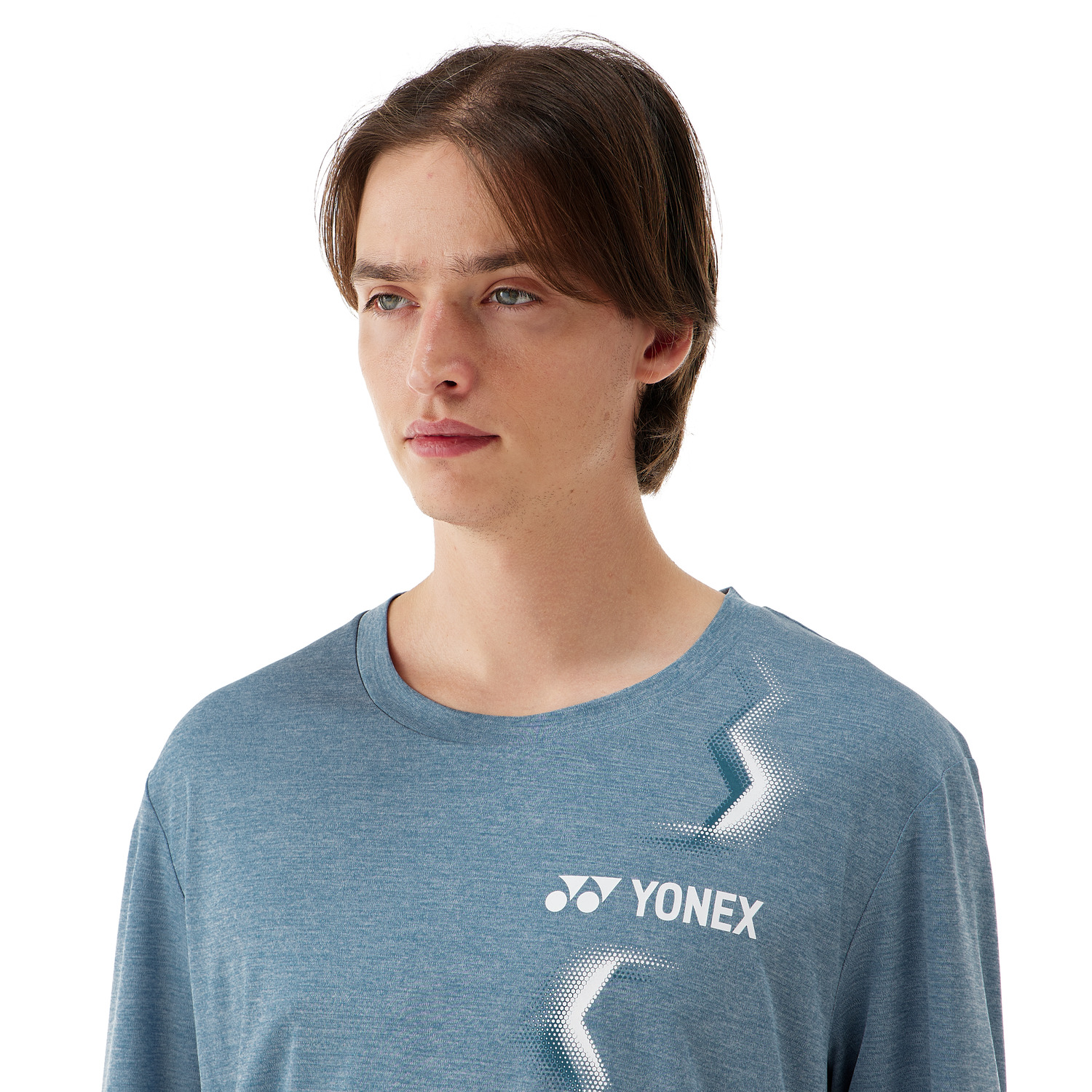 Yonex Long Sleeve Fitted Sports Shirt for Men - Breathable Performance Tennis & Badminton Shirt (Felt Blue, Model 16807) - Ideal for Court Sports, Gym Workouts & Active Lifestyle