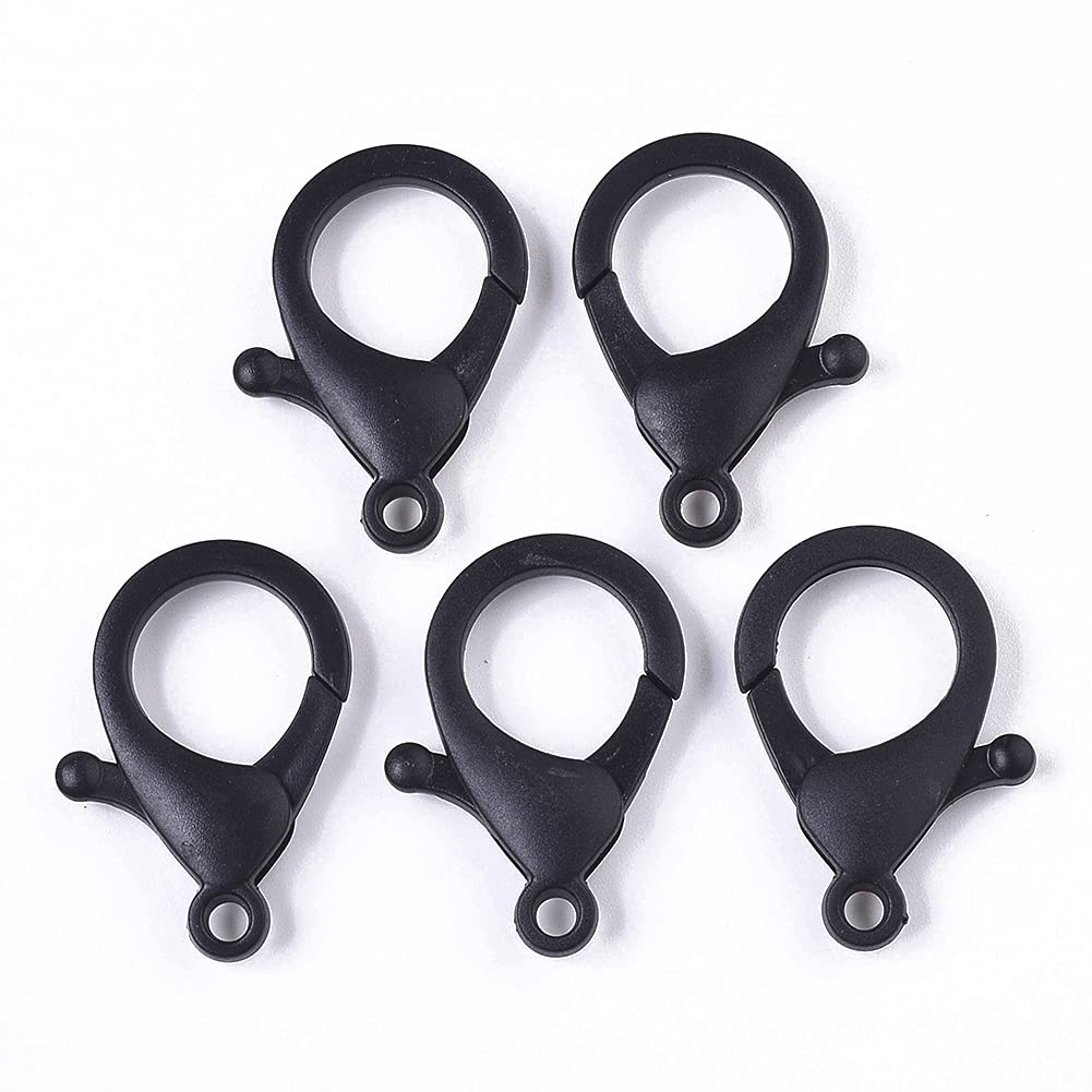 100pcs Black Hard Plastic Lobster Claw Clasps - Cute Lanyard Snap Hooks for Keychains, Backpacks, DIY Crafts & Jewelry Making - Durable Key Ring Clasps for Toys, Handmade Accessories & School Supplies