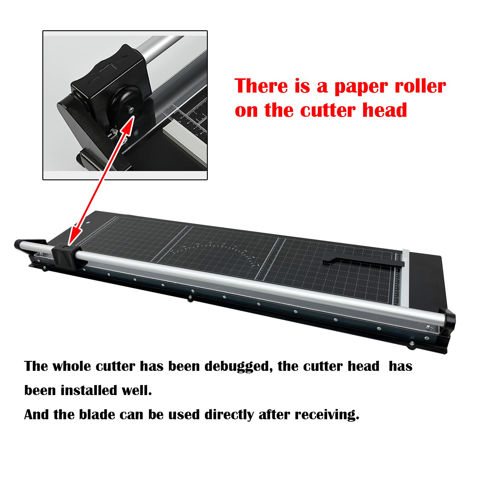 48in Rotary Paper Cutter - Manual Precision Paper Trimmer with 2 Spare Blades & Angle Guide for Photo Paper, Film, Labels, Cardstock & PVC - Perfect for Scrapbooking, Crafting & Office Use