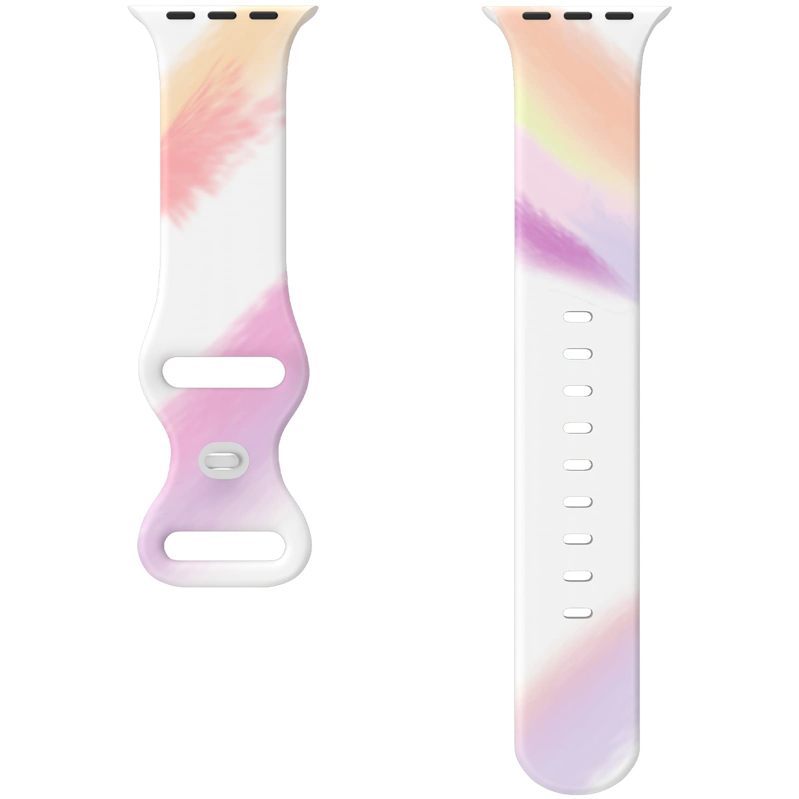 Sporty Apple Watch Bands 38mm 40mm 41mm 42mm 44mm 45mm - Soft Silicone Replacement Strap for Apple Watch Series SE 7 6 5 4 3 2 1 - Breathable Graffiti Tie Dye Design for Women & Men - Perfect for Gym, Running & Everyday Wear